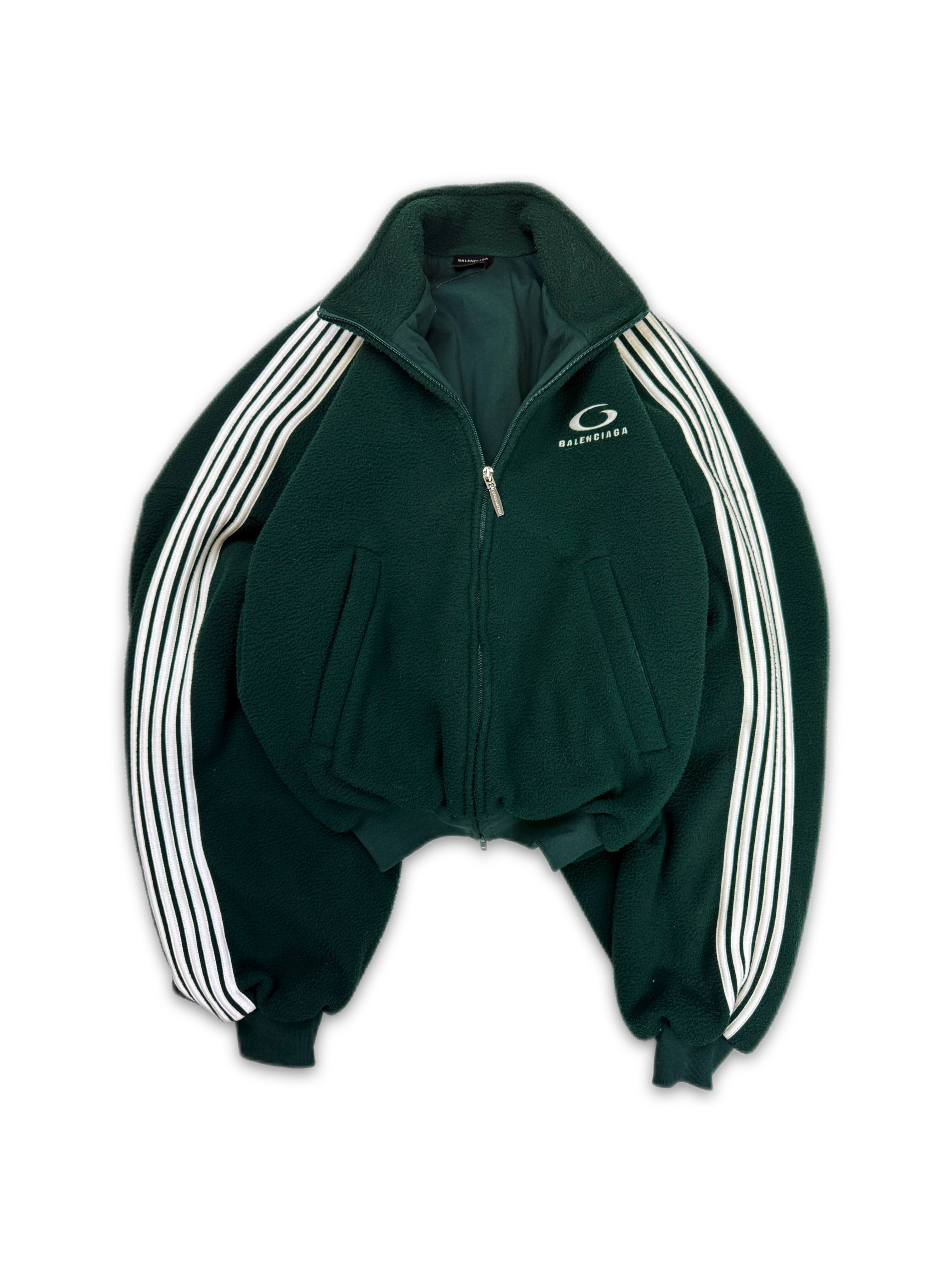 SS25 Balenciaga Cropped ‘Sport Icon’ Logo Striped Fleece Jacket