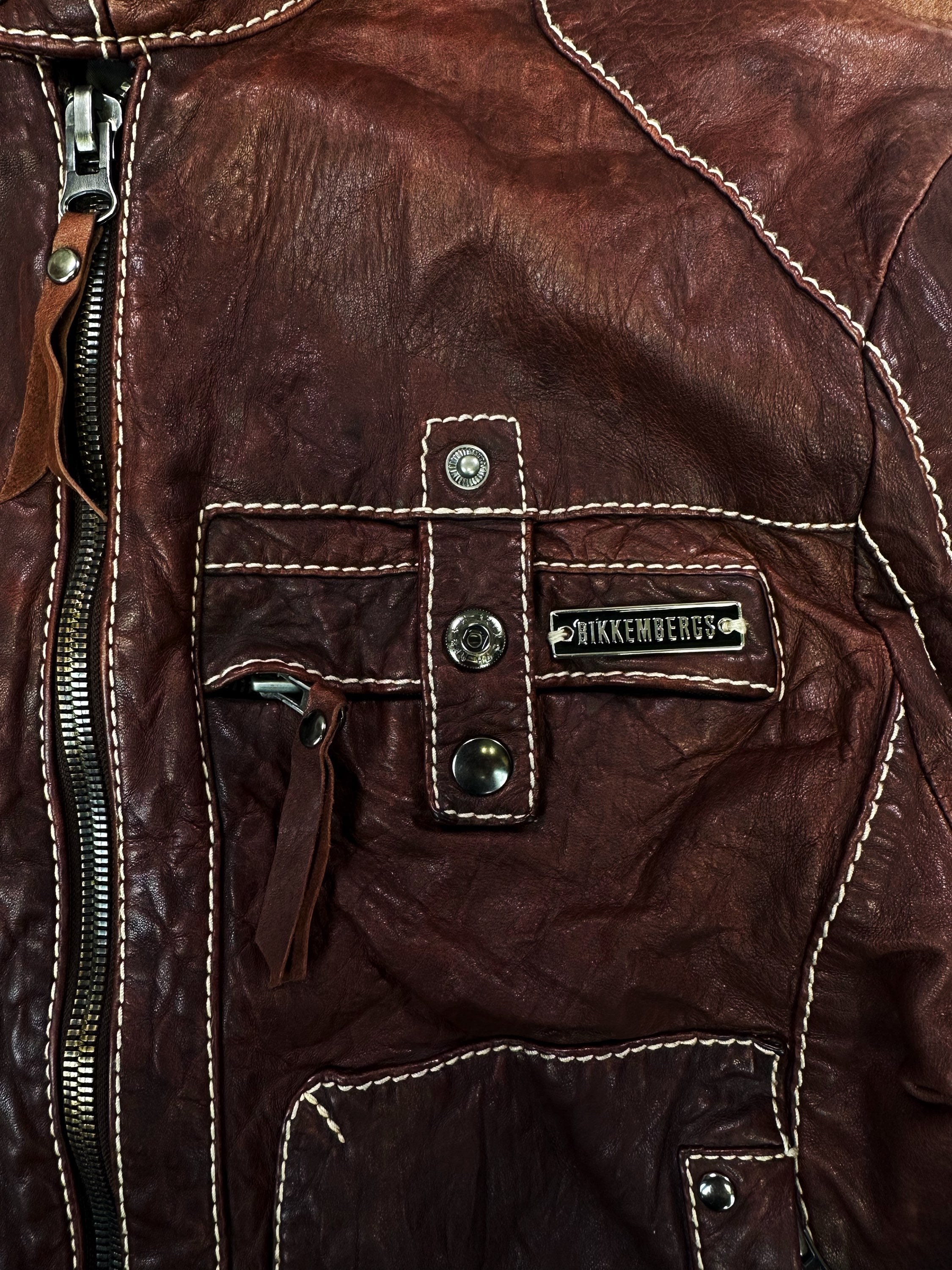 90s Dirk Bikkembergs Blood Red Leather Biker Jacket