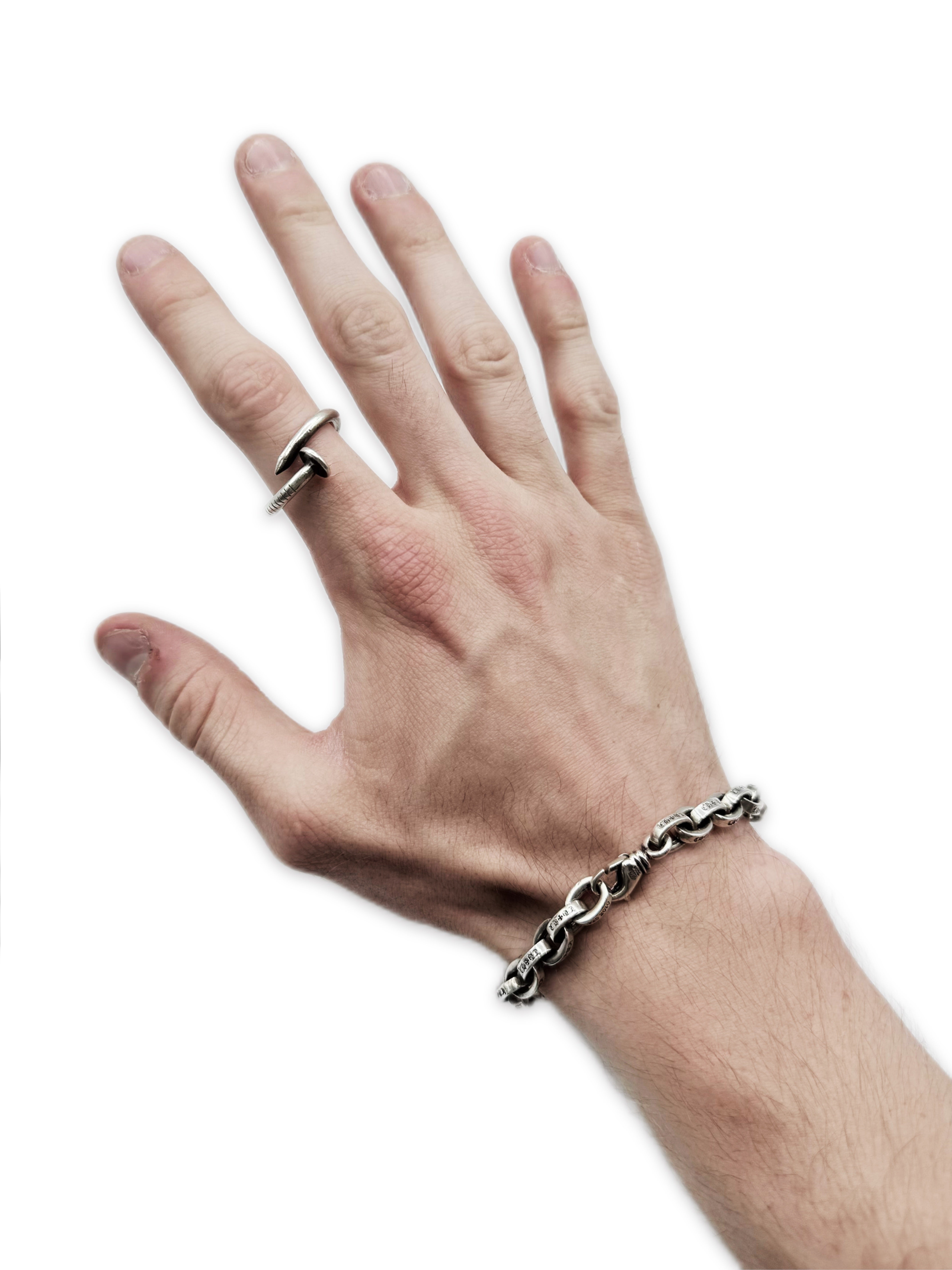 CHROME HEARTS NAIL FLAT HEAD PLUS MOTIF .925 SILVER RING
