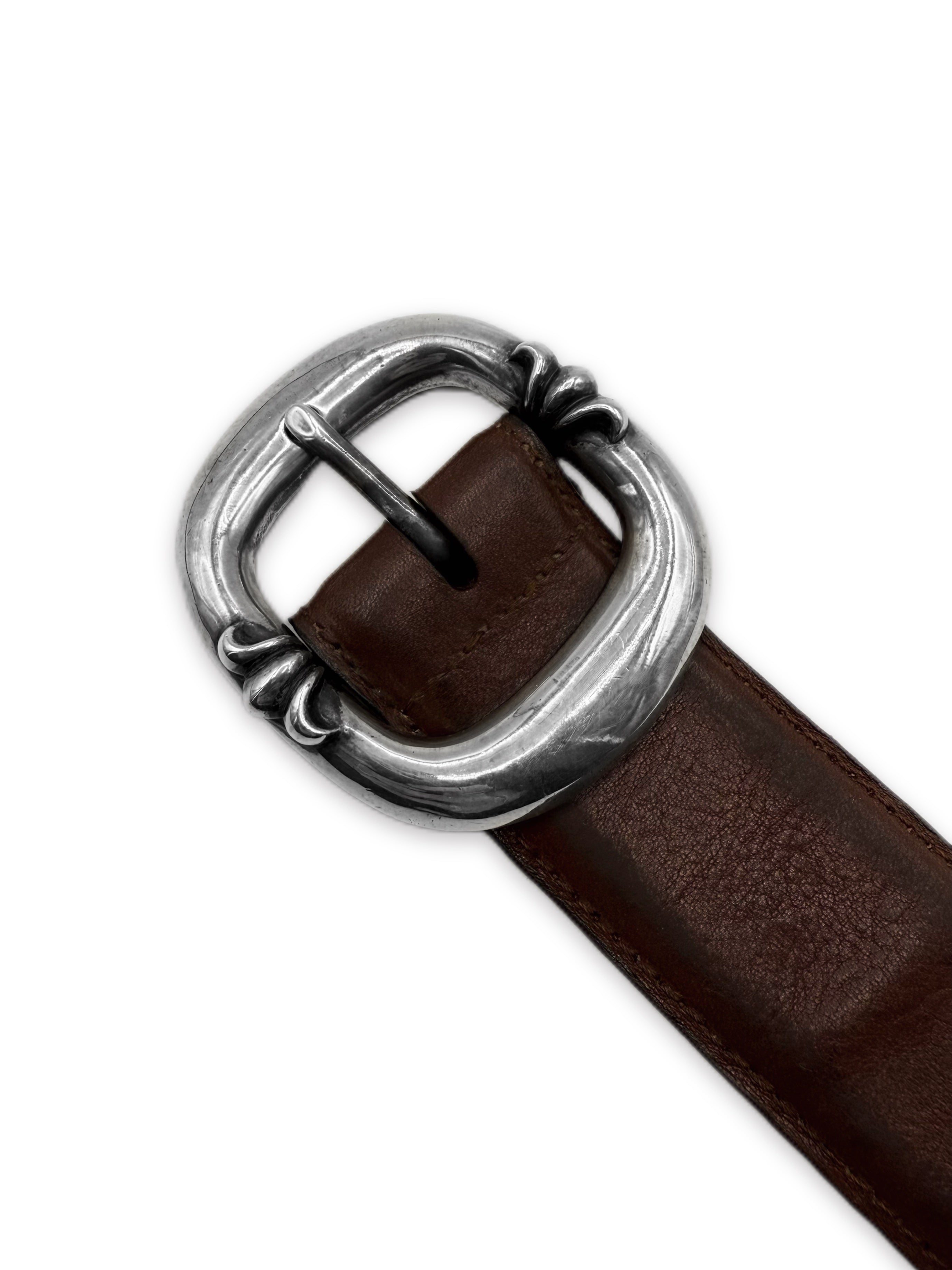 Chrome Hearts Gunslinger Brown Leather .925 Silver Belt