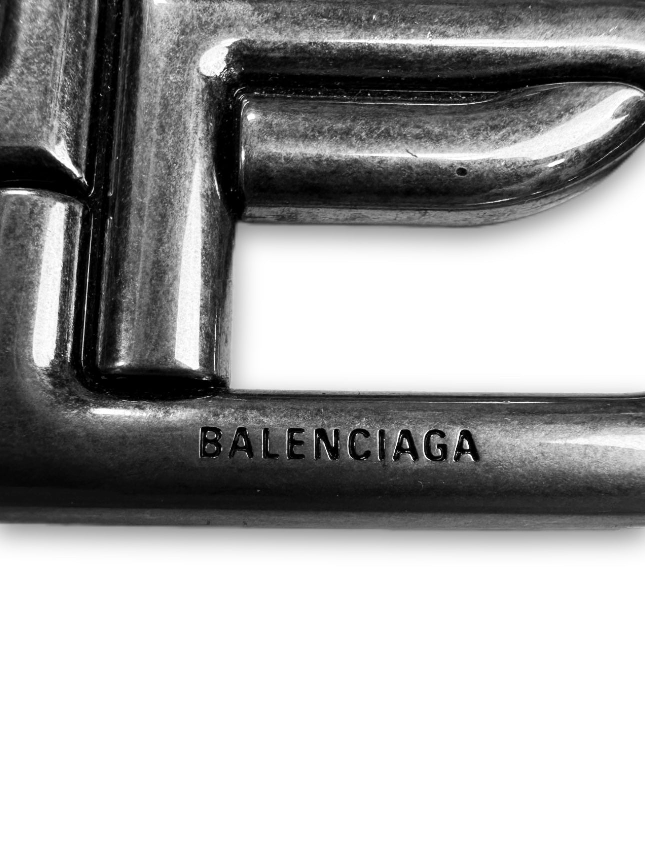 Balenciaga ‘BB’ Silver Buckle Black Leather Belt