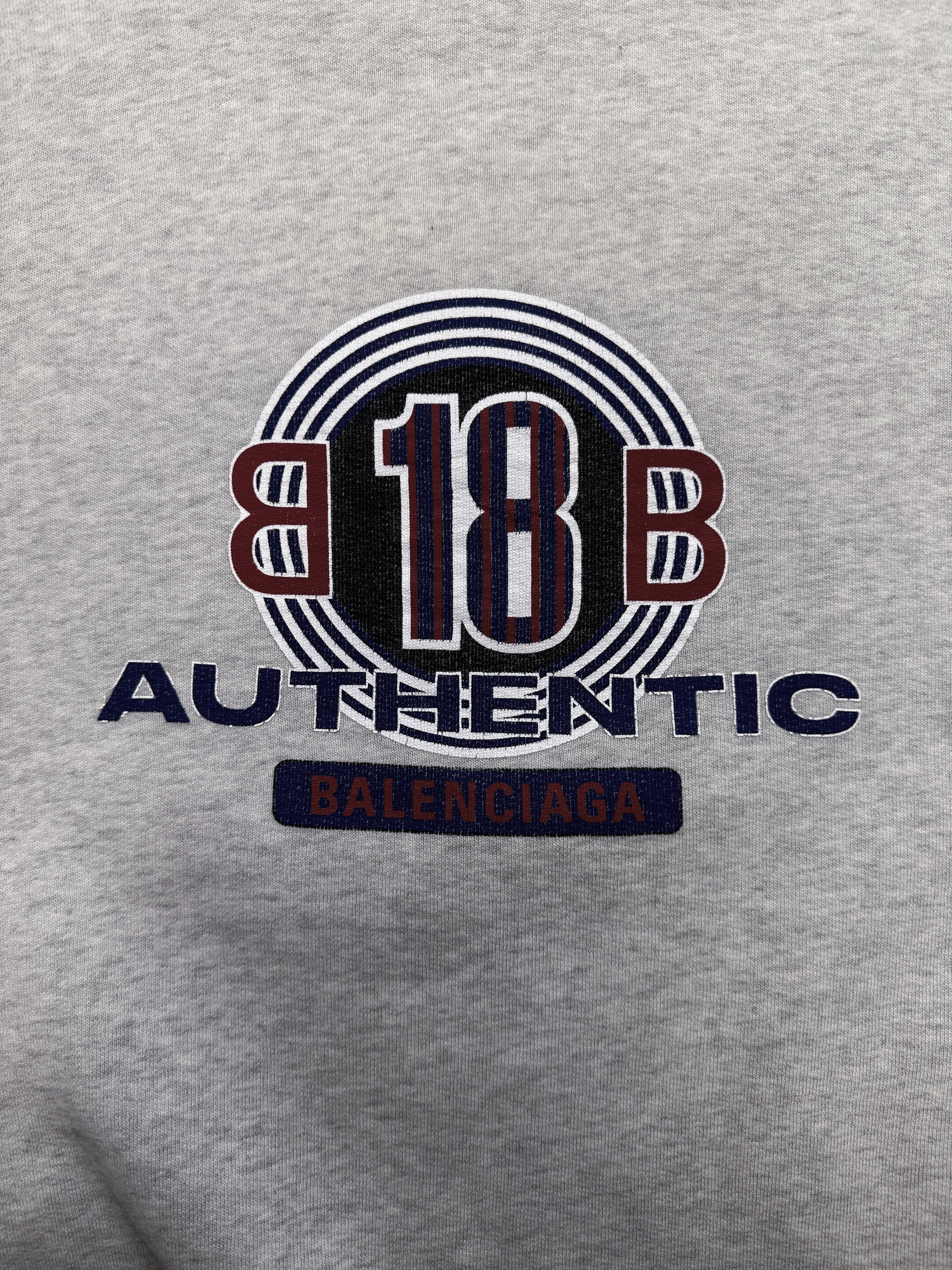 AW17 Balenciaga ‘Authentic’ Heather Grey Logo Crewneck