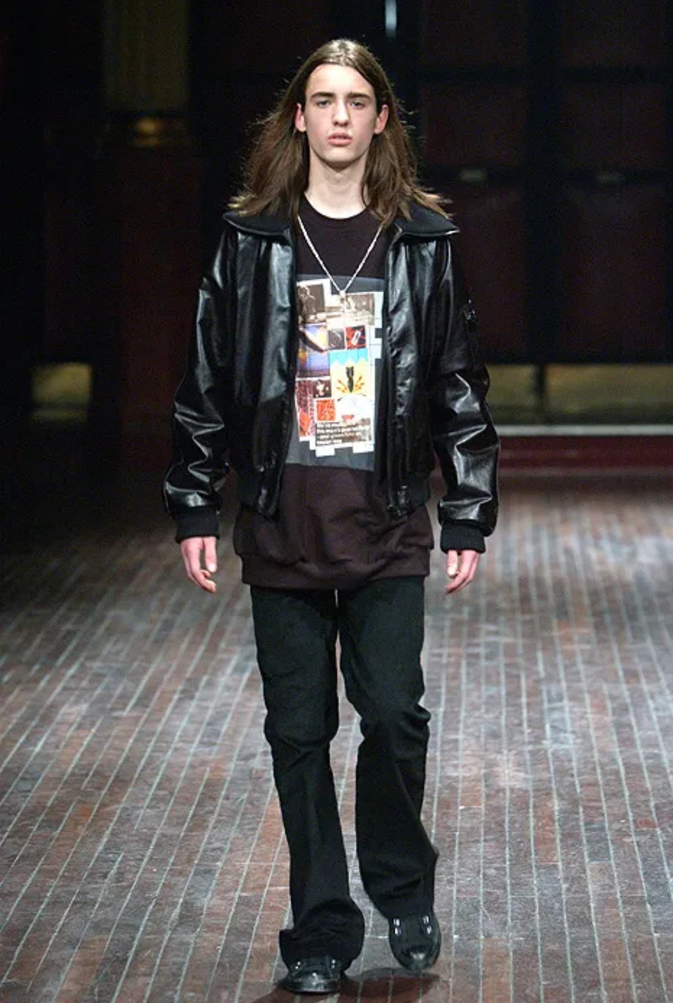 AW03 Raf Simons ‘Closer’ Collage Graphic Raglan Crewneck