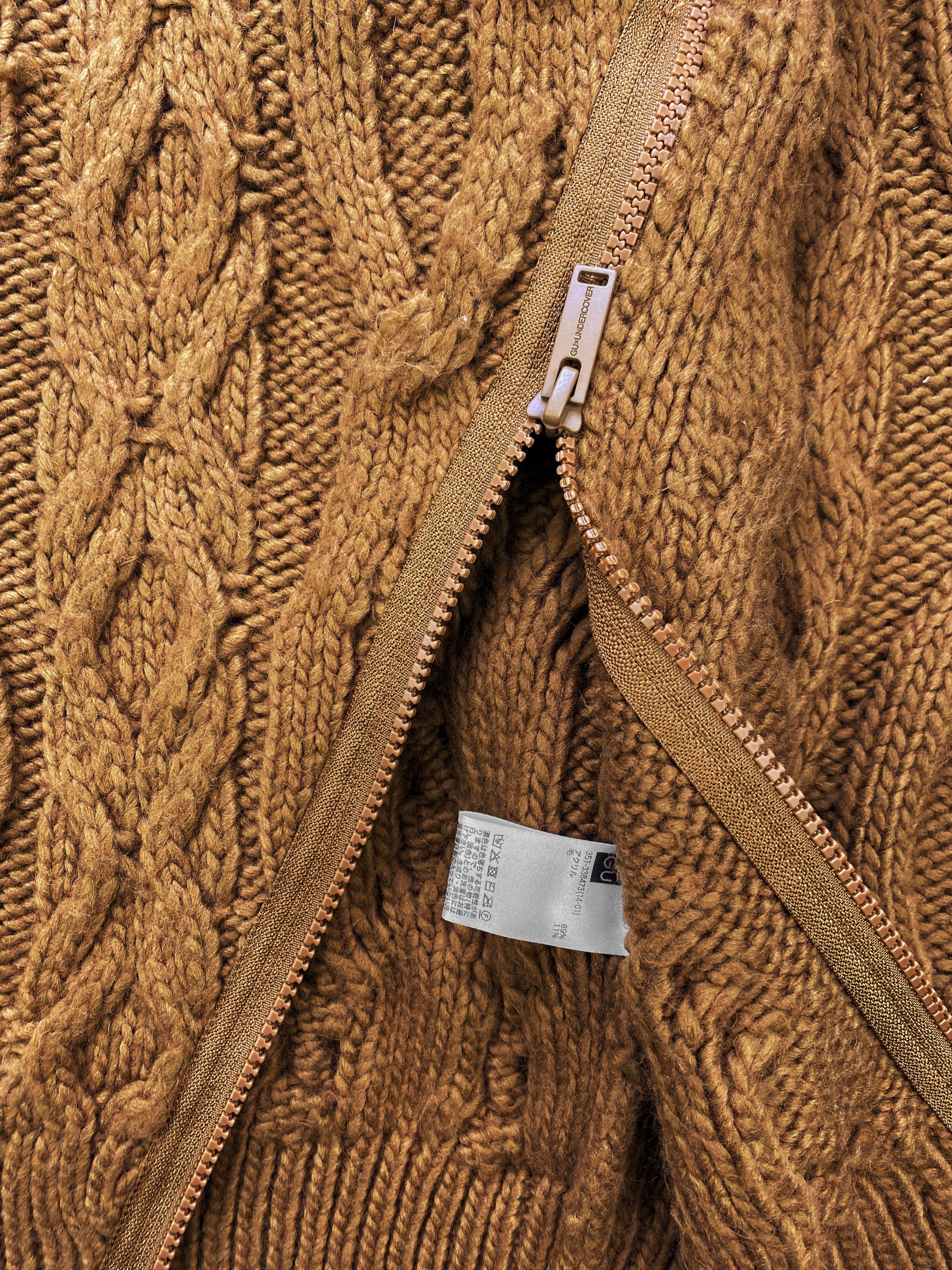Undercover Tan Heavy Weight Asymmetric Cable Knit Sweater