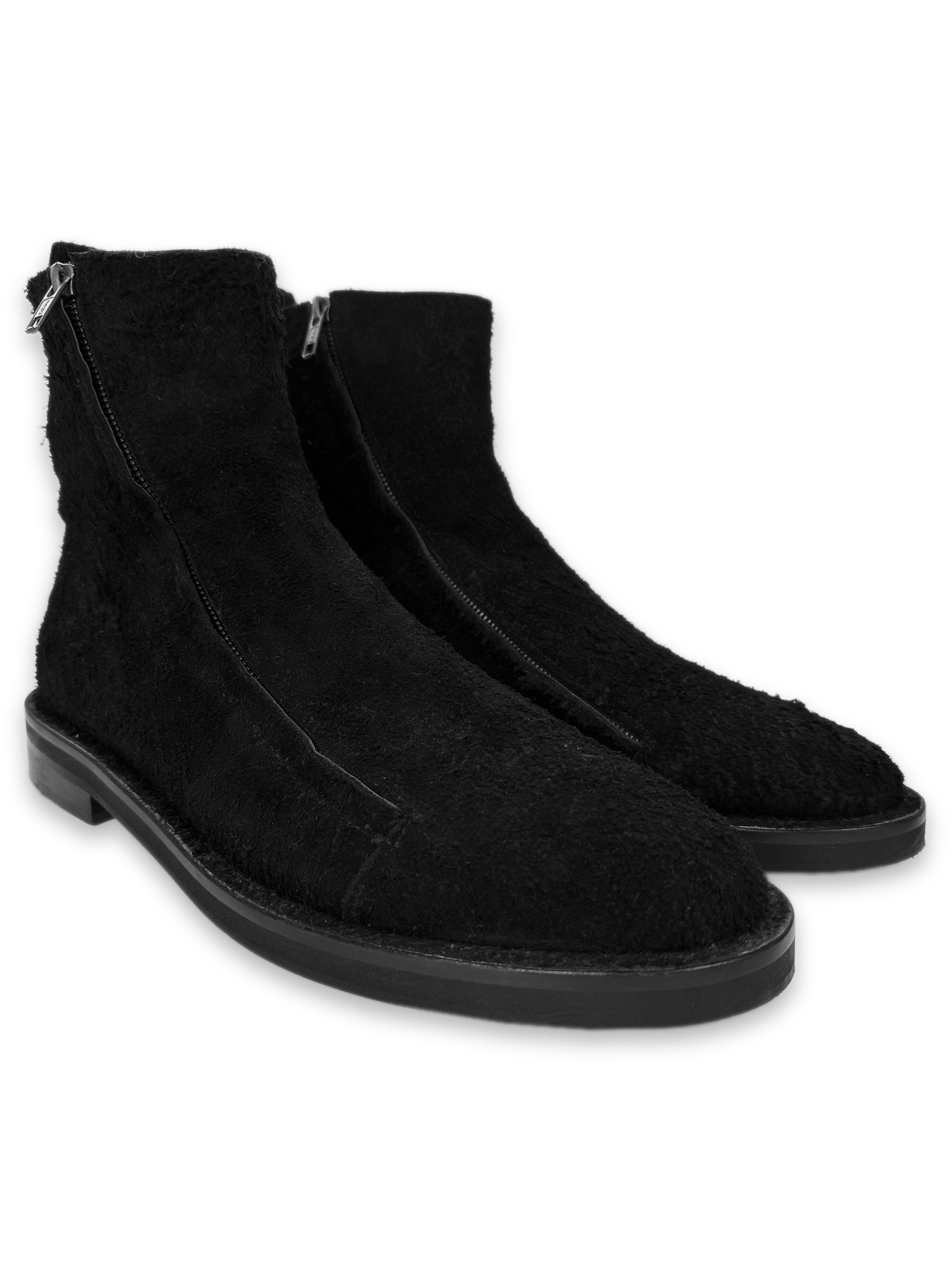 Ann Demeulemeester ‘Blistered Suede’ Double Zip Black Leather Boots