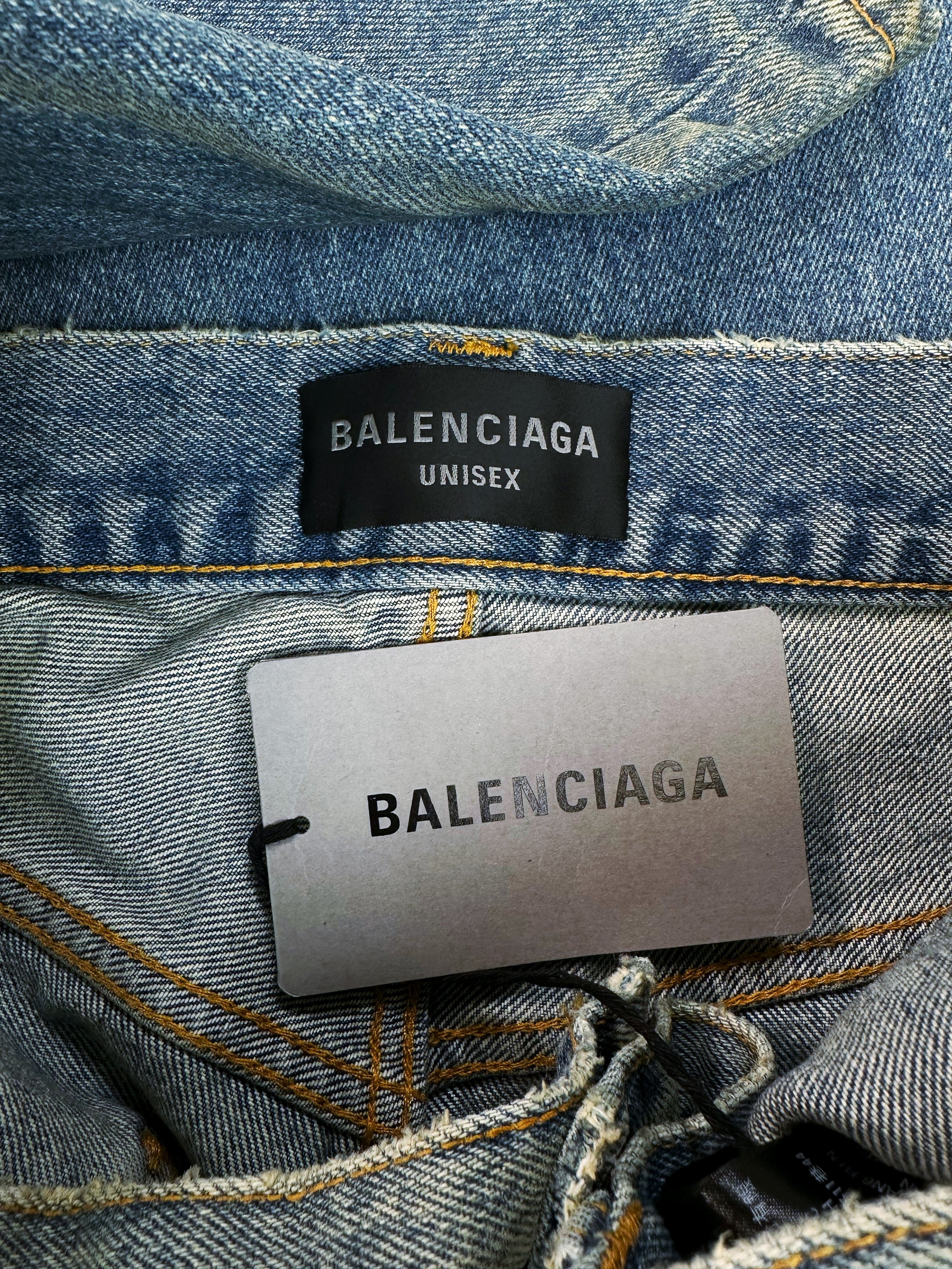 AW22 Balenciaga 360° Waxed Baggy ‘Liquid Denim’ Blue Wash Jeans