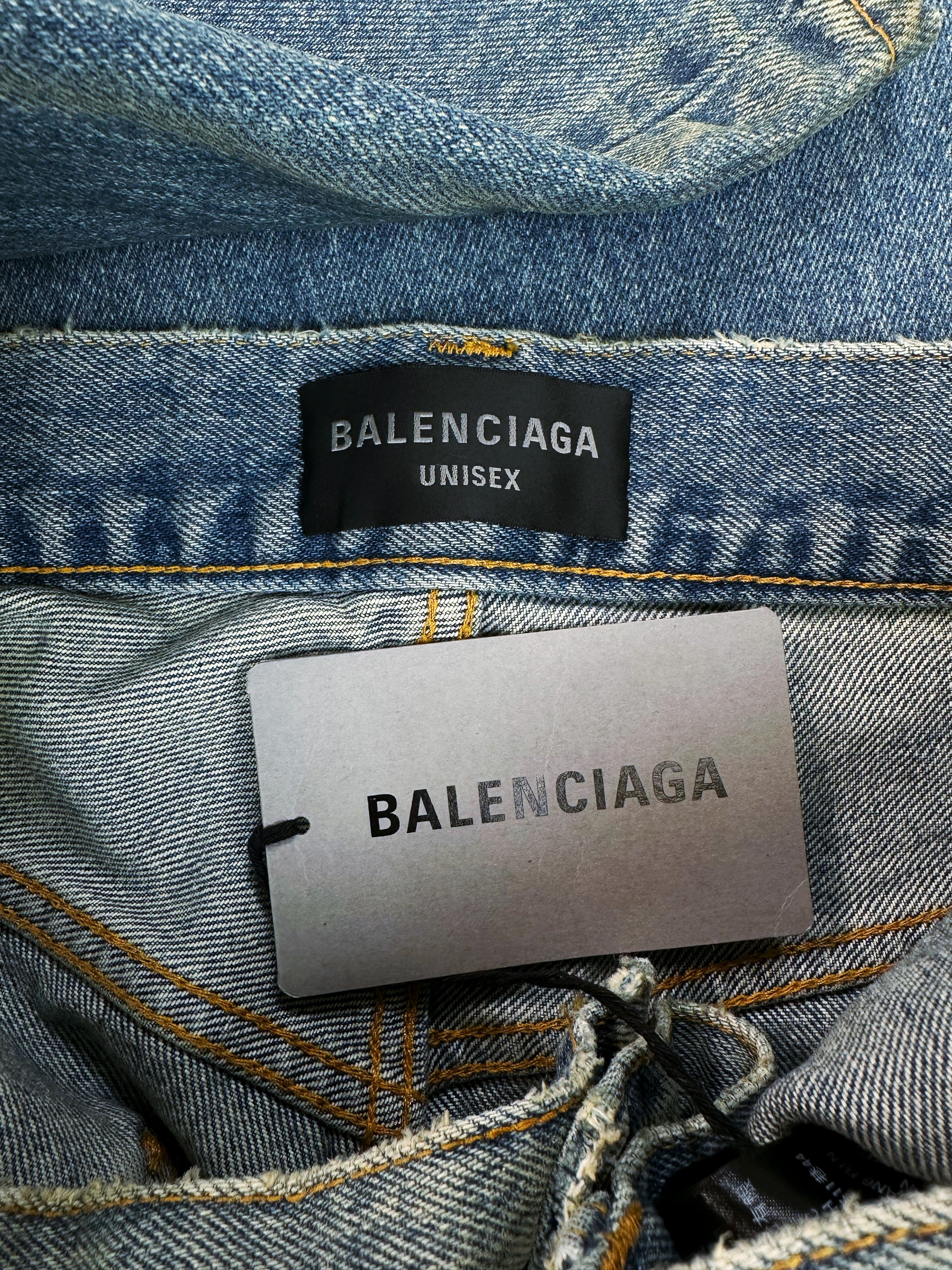 AW22 Balenciaga 360° Waxed Baggy ‘Liquid Denim’ Blue Wash Jeans