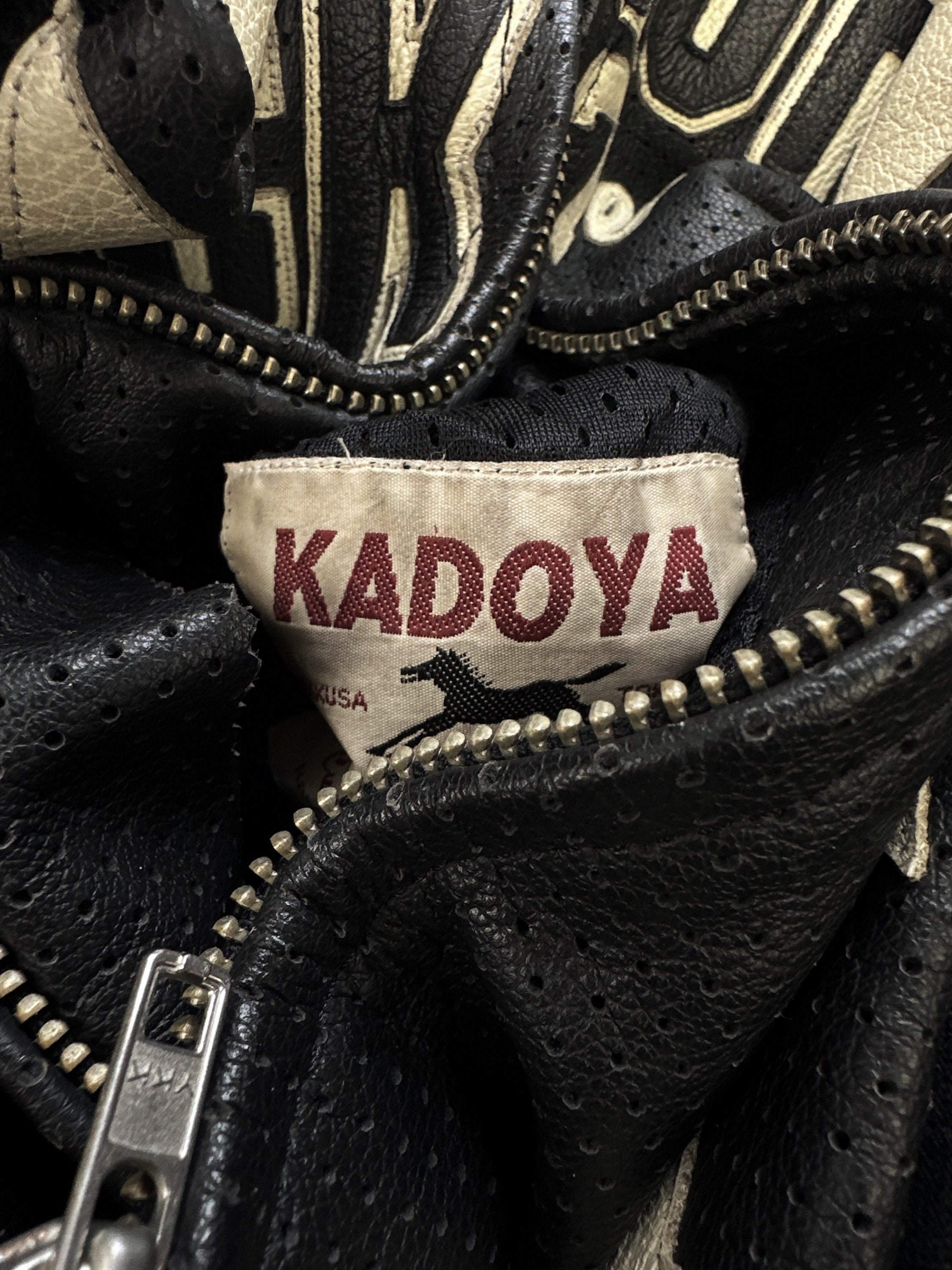 90s Kadoya ‘Black Horse’ Perforated Leather Star Biker Jacket