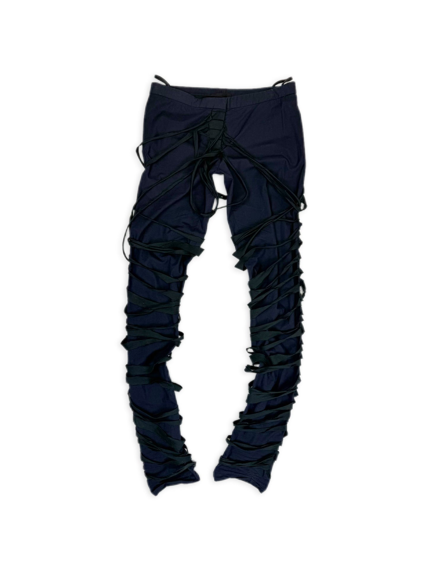 SS04 Helmut Lang PRESS SAMPLE ‘Mummy’ Bondage Navy Poplin Pants