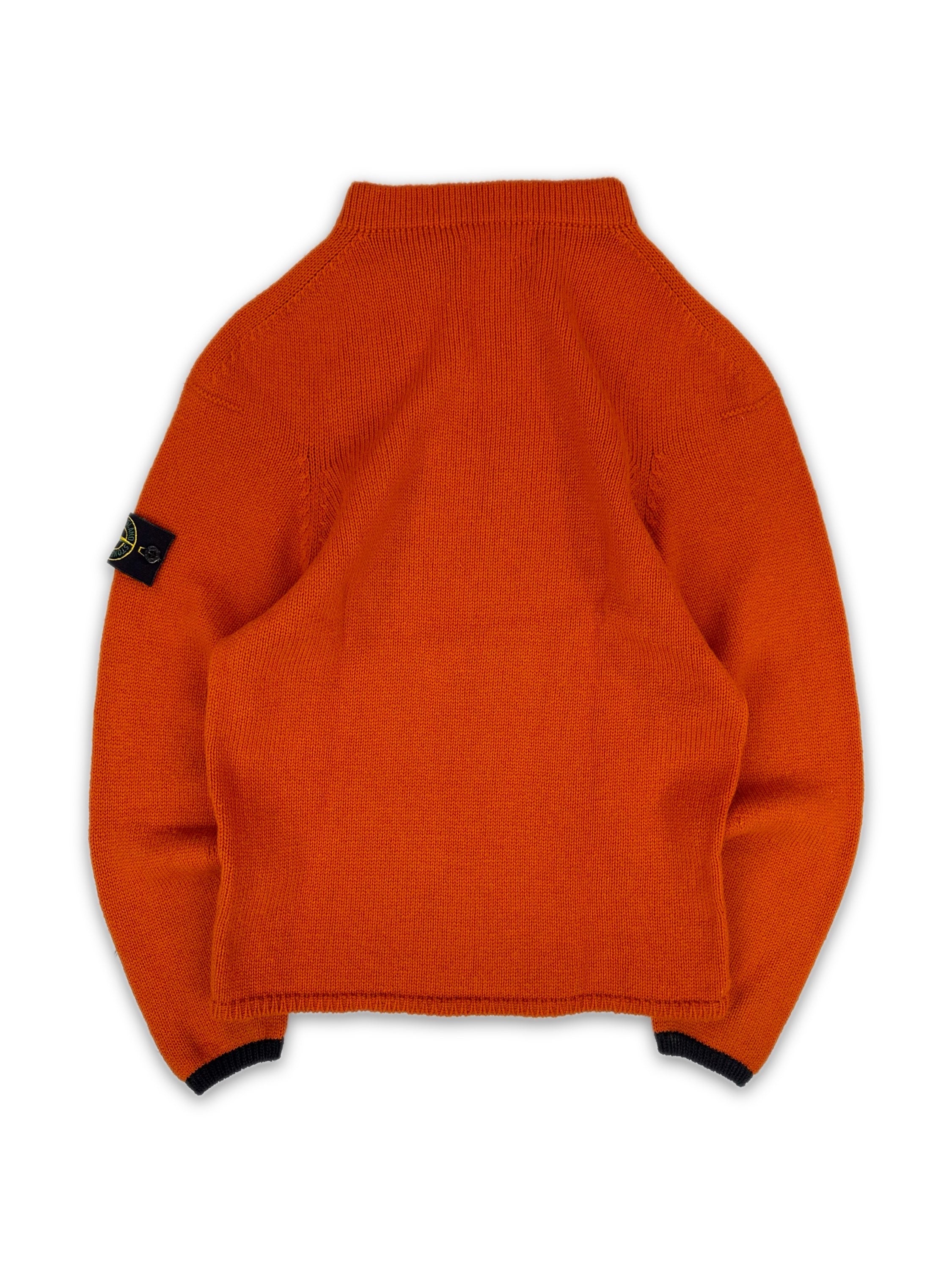 Stone Island Orange ‘Compass’ Patch Knitted Wool Sweater