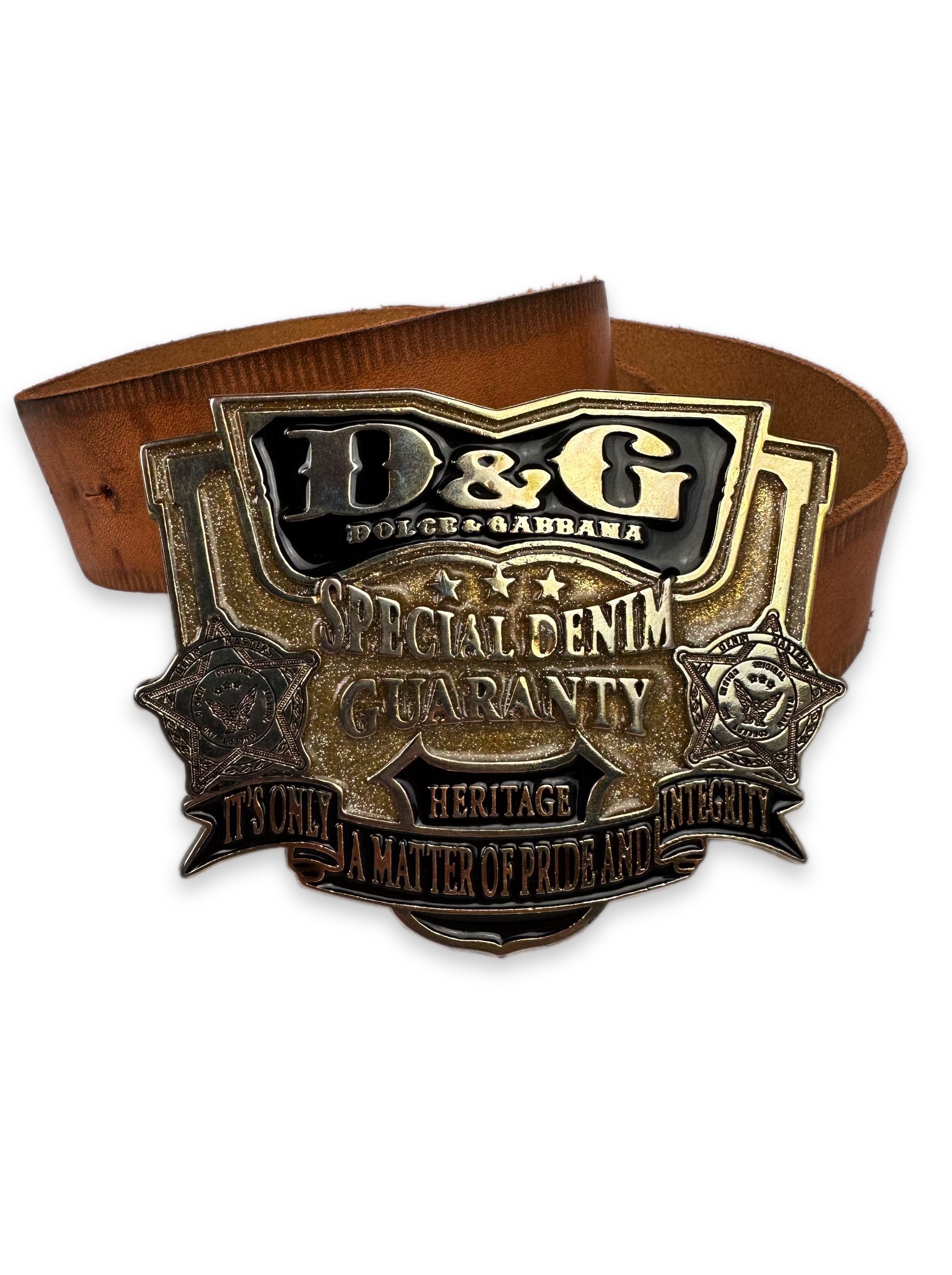 00s Dolce &amp; Gabbana ‘Special Denim’ Buckle Leather Belt