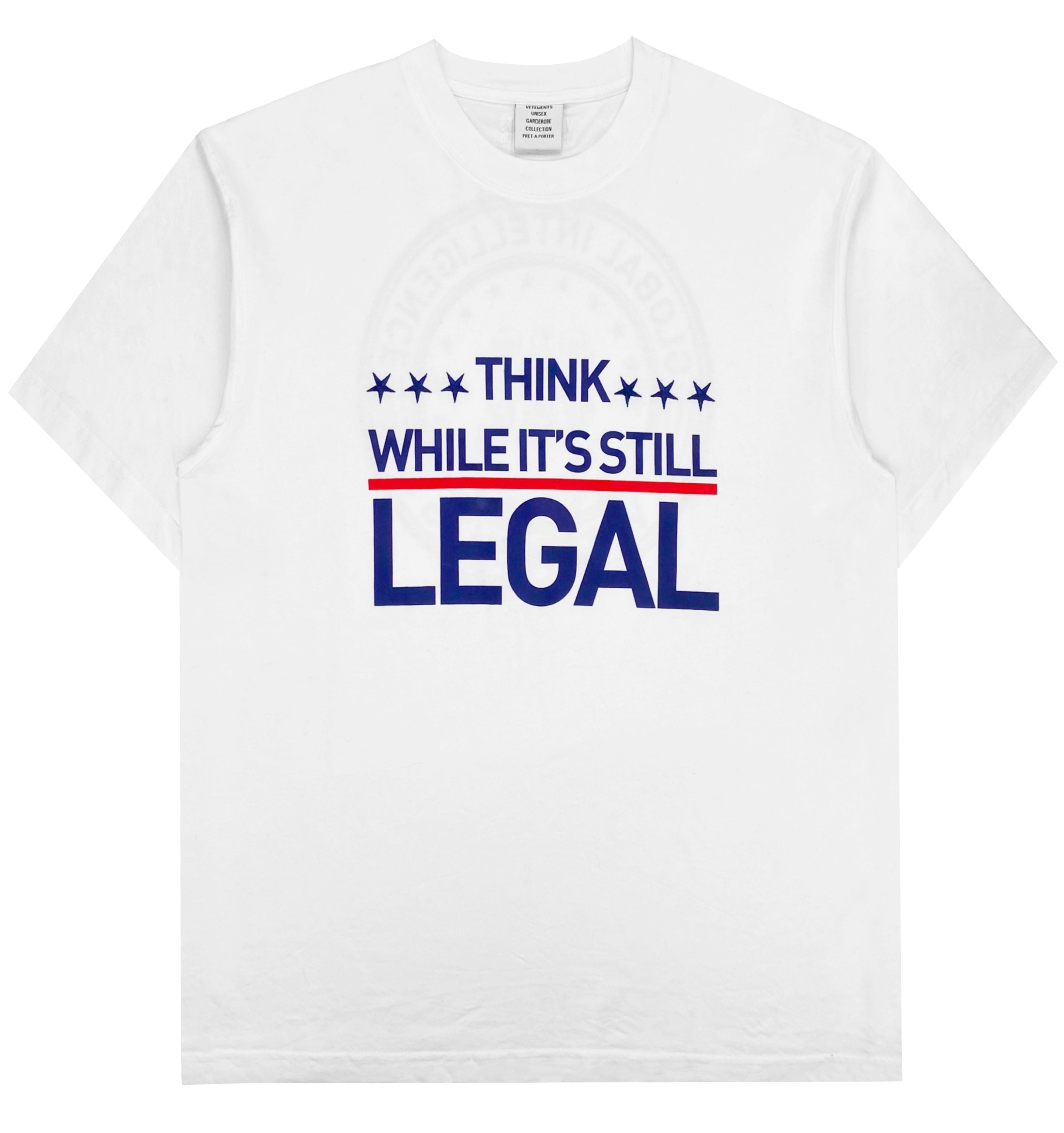 FW21 Vetements ‘Think While It’s Legal’ Slogan Graphic T-Shirt