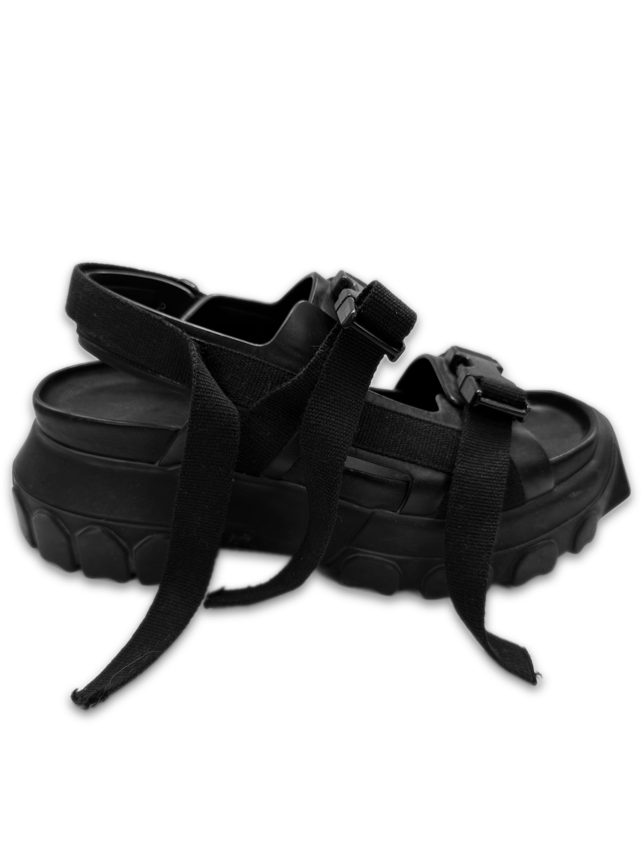 Rick Owens Black Platform ‘Tractor’ Sole Sandals