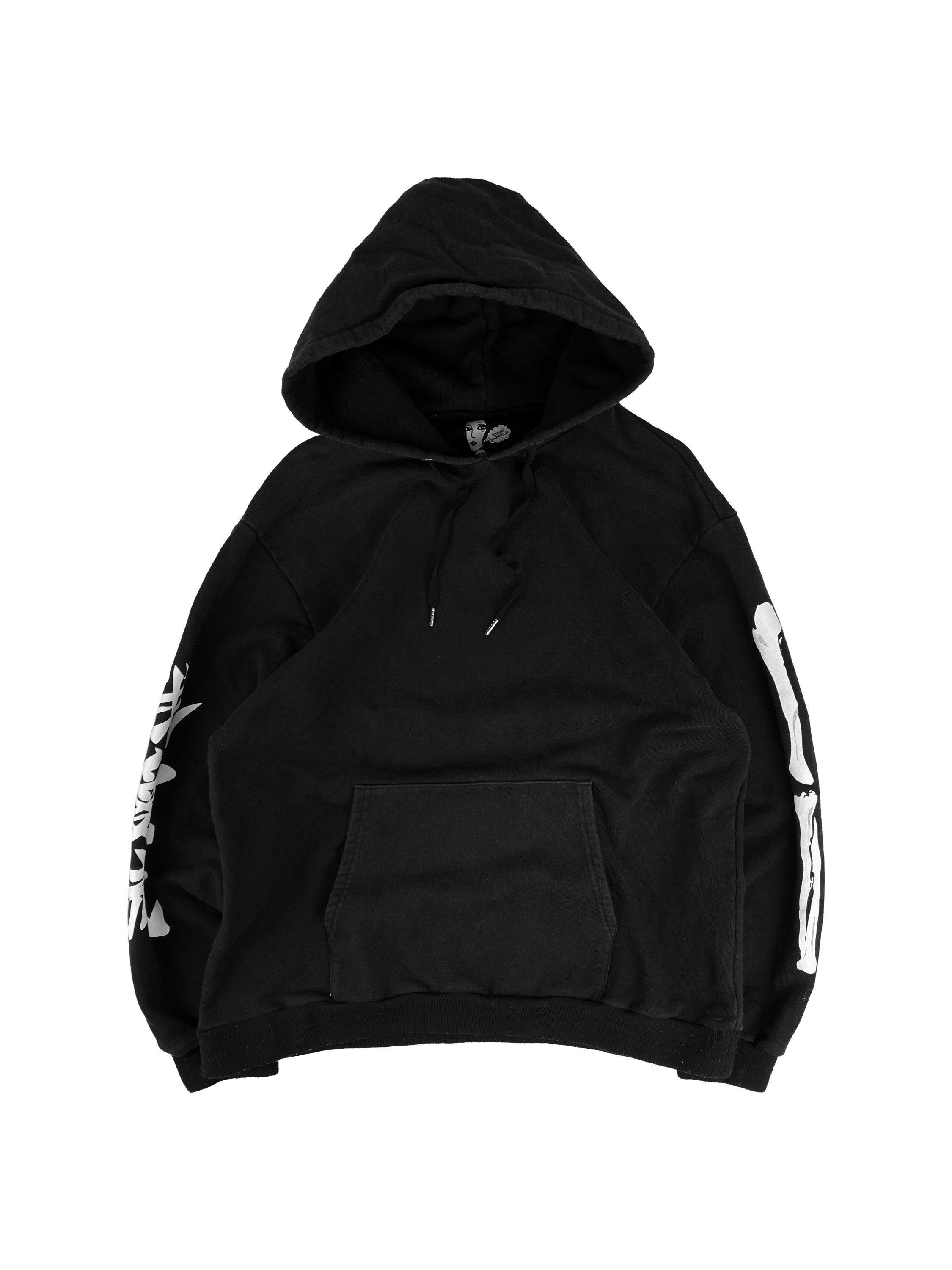 90s Kansai Yamamoto Bone Sleeve Graphic Script Hoodie