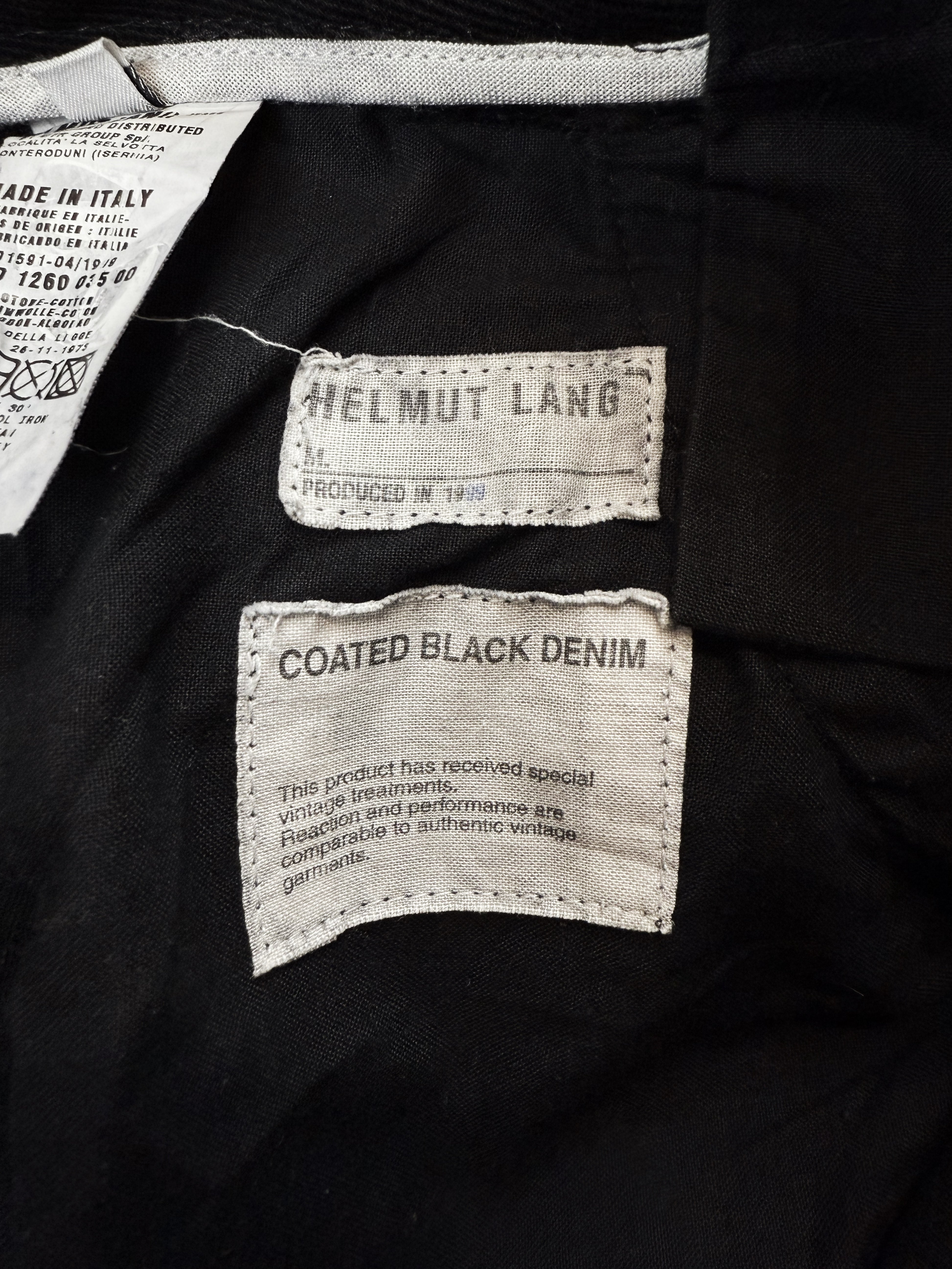 AW99 Helmut Lang Waxed Black Astro Biker Denim Pants