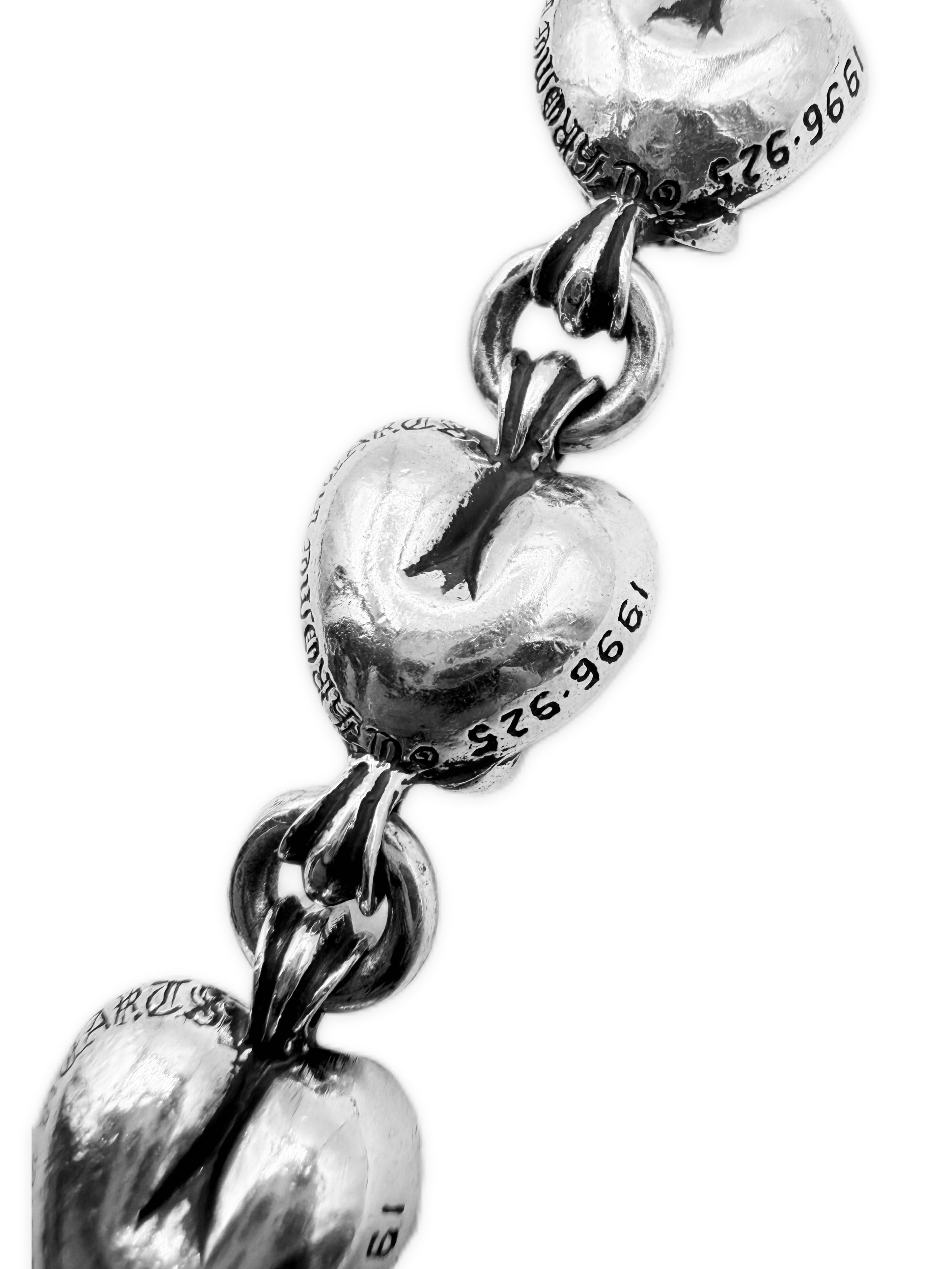 Chrome Hearts 11 Heart Link Double Lobster Clasp .925 Silver Wallet Chain