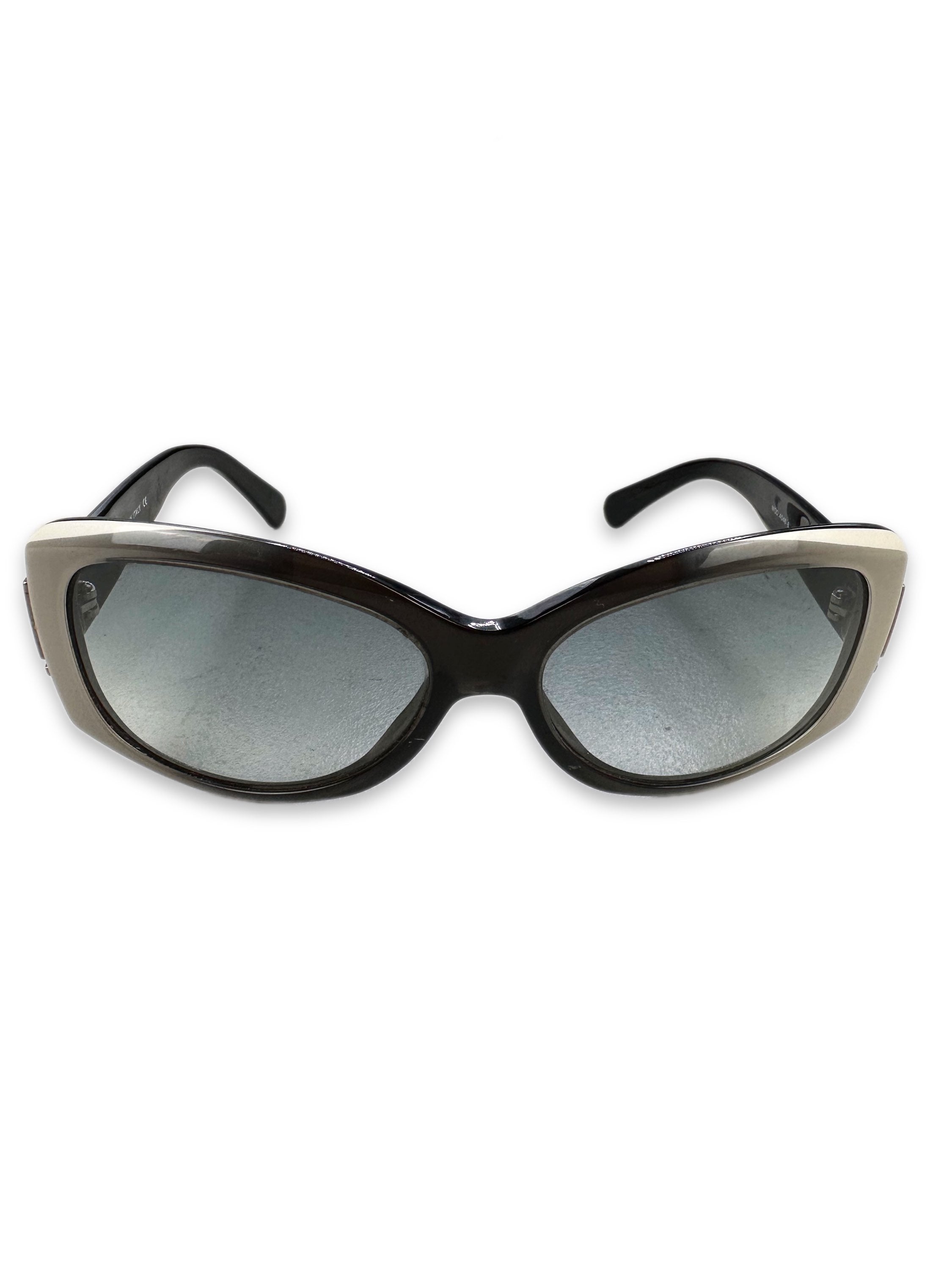 Versace Swarovski Crystal Spellout Logo Blue Tint Sunglasses