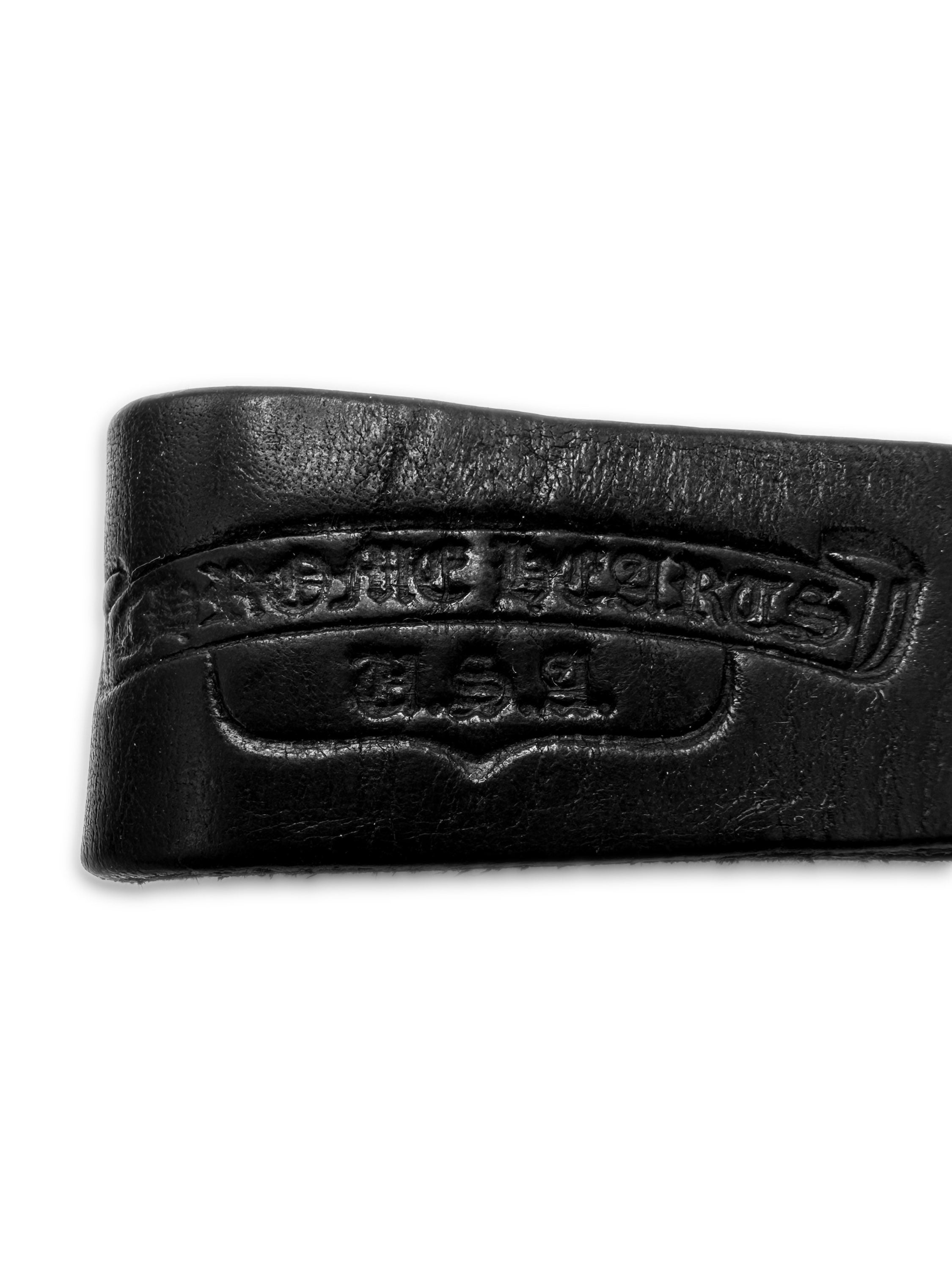 1996 Chrome Hearts ‘Fleur’ .925 Silver Black Leather Keychain