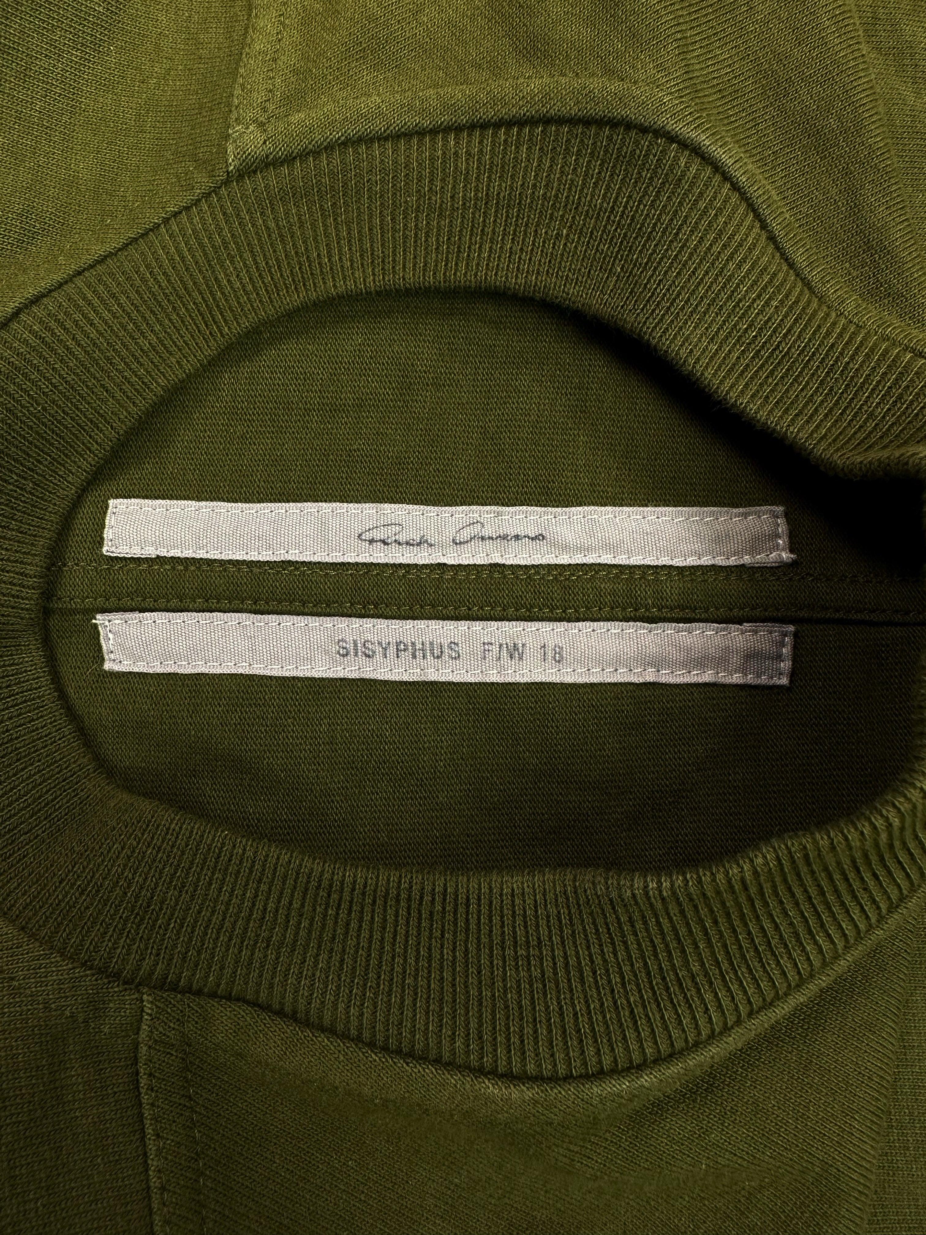 AW18 Rick Owens ‘Sisyphus’ Olive Green Heavy Weight Tall T-Shirt