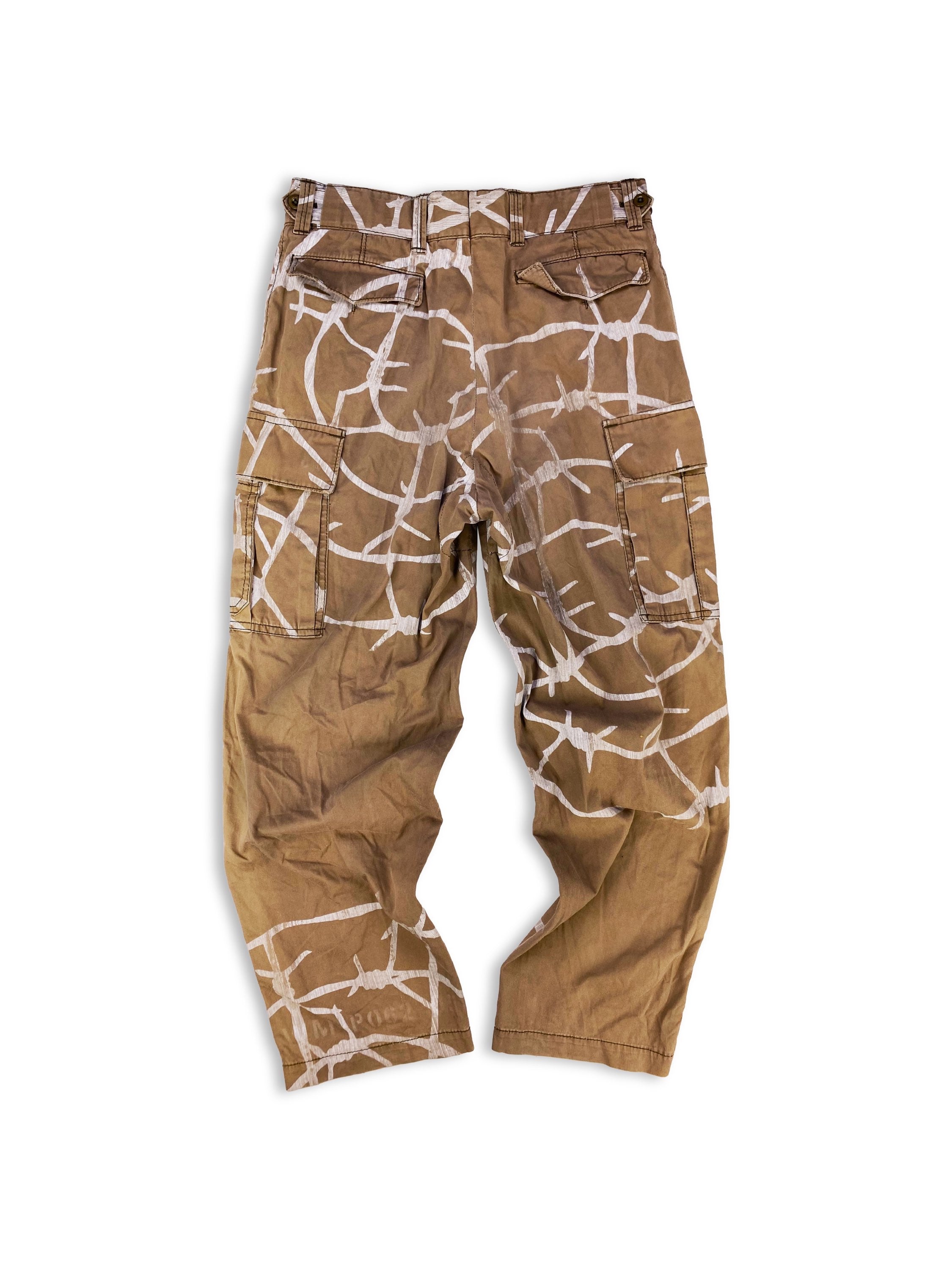 SS04 Junya Watanabe ‘Barbed Wire’ Tan Painted Cargo Pants
