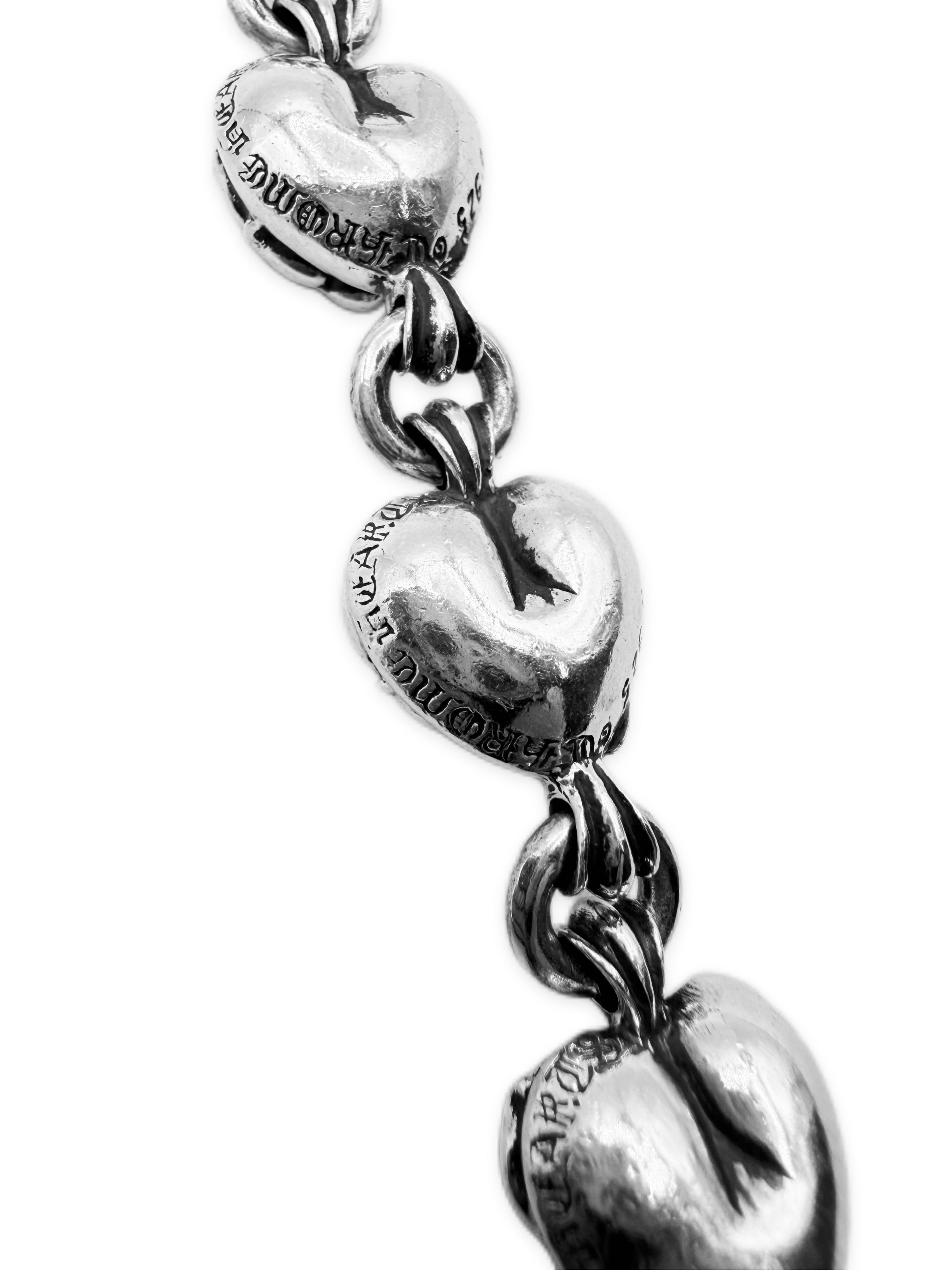 Chrome Hearts 11 Heart Link Double Lobster Clasp .925 Silver Wallet Chain