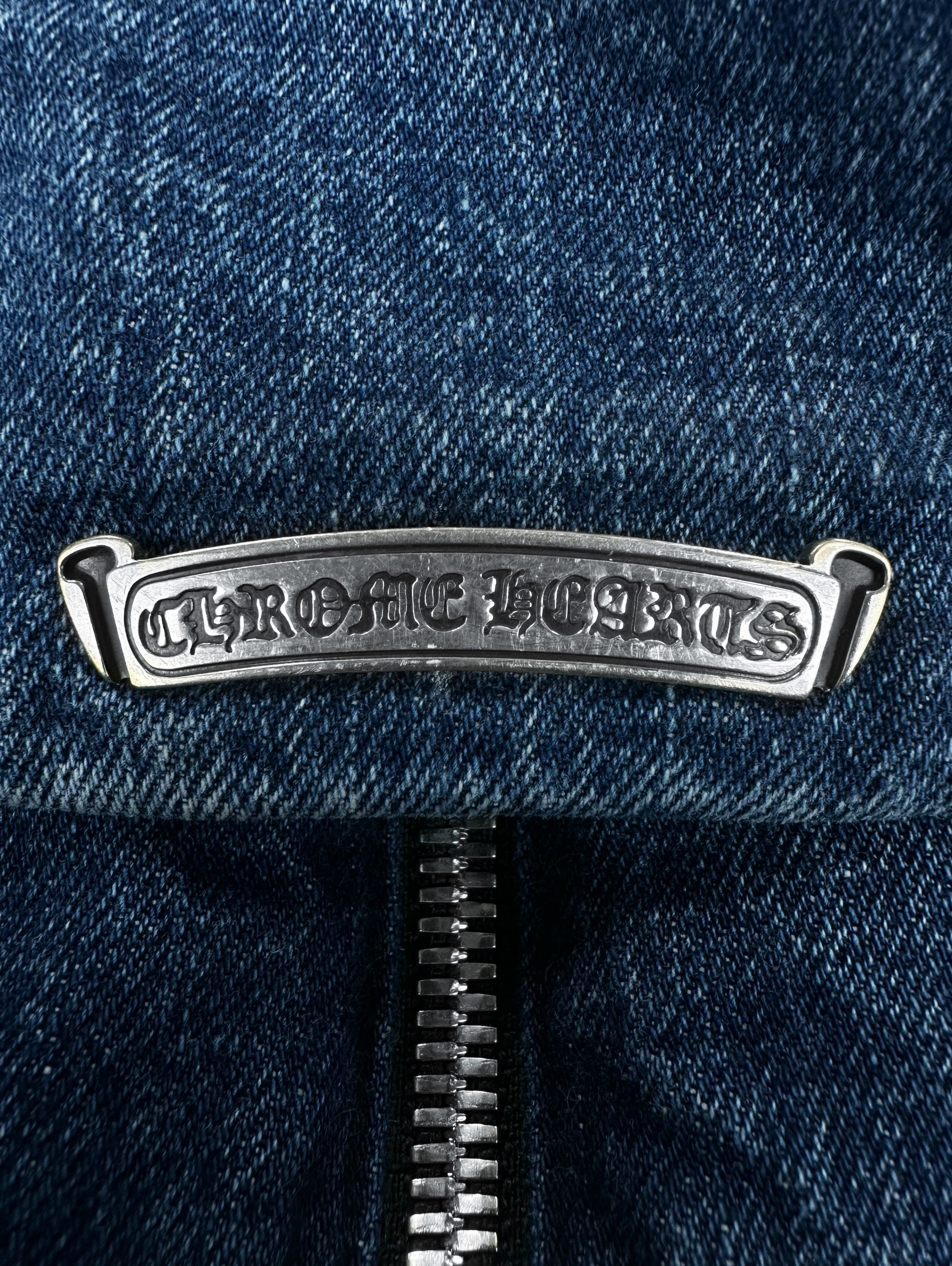 Chrome Hearts Dagger Zip Blue Washed Denim Work Jacket