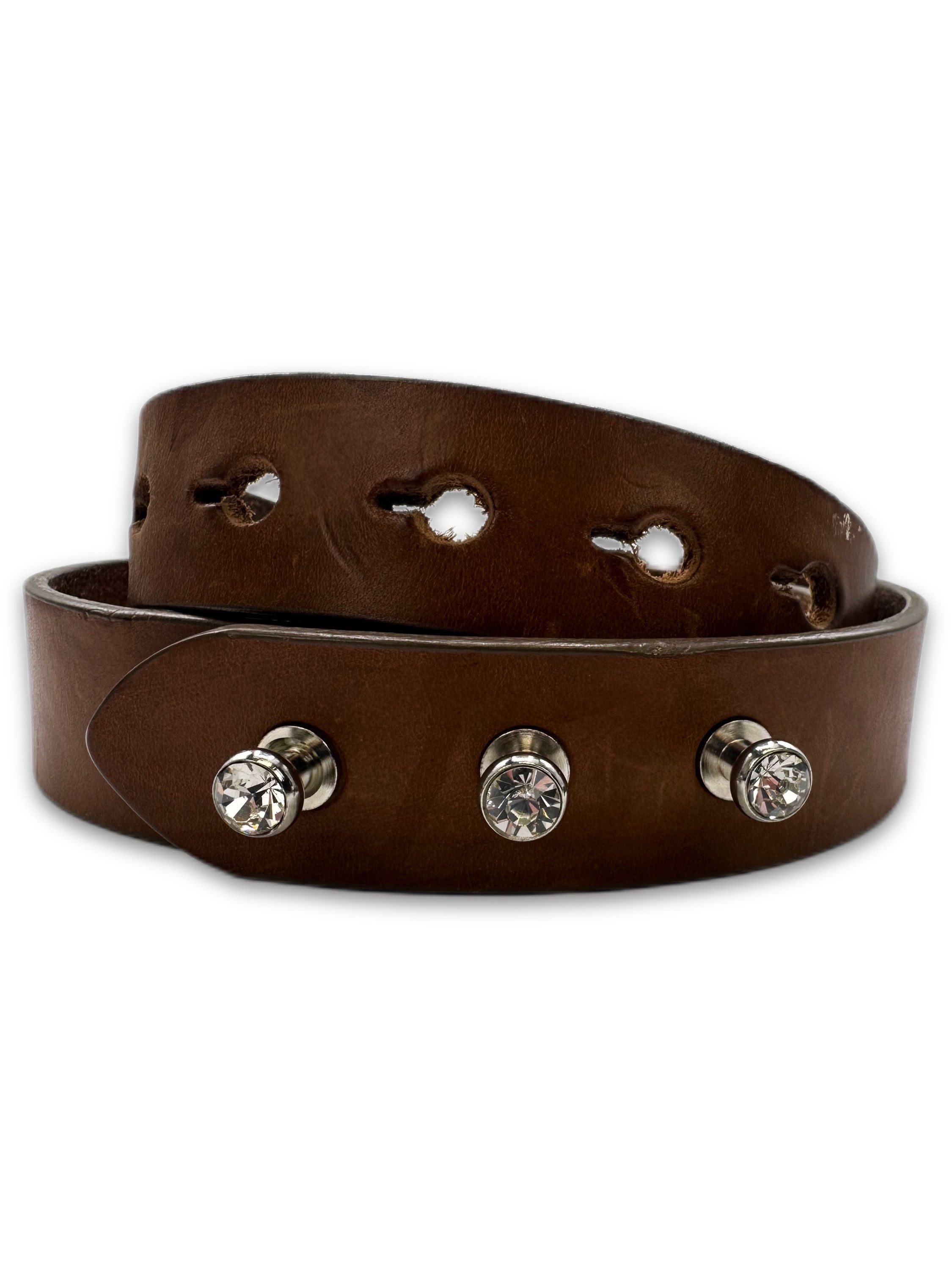 Maison Margiela Diamond Stud Brown Leather Belt
