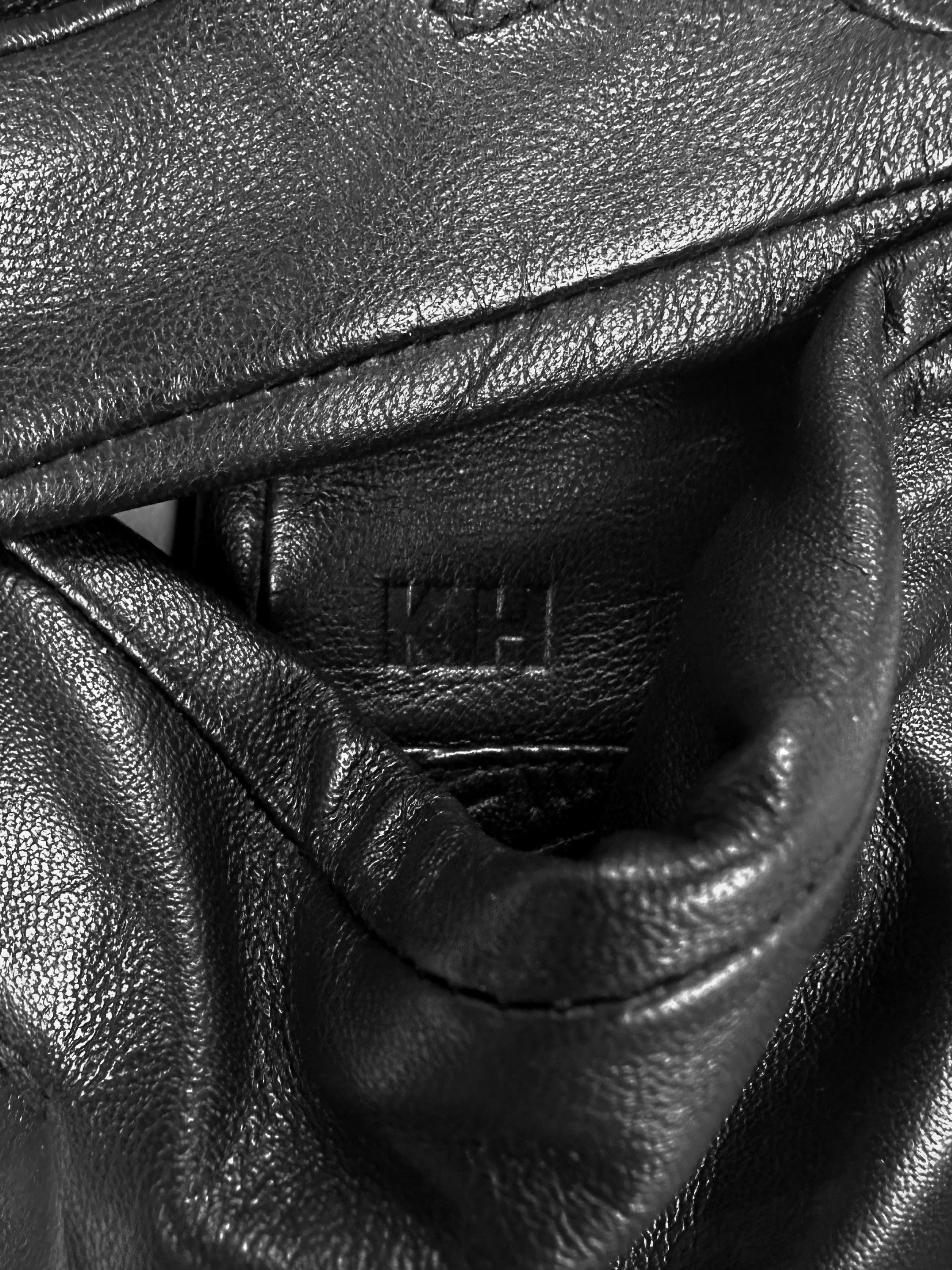Katharine Hamnett Embossed Logo Leather Gloves