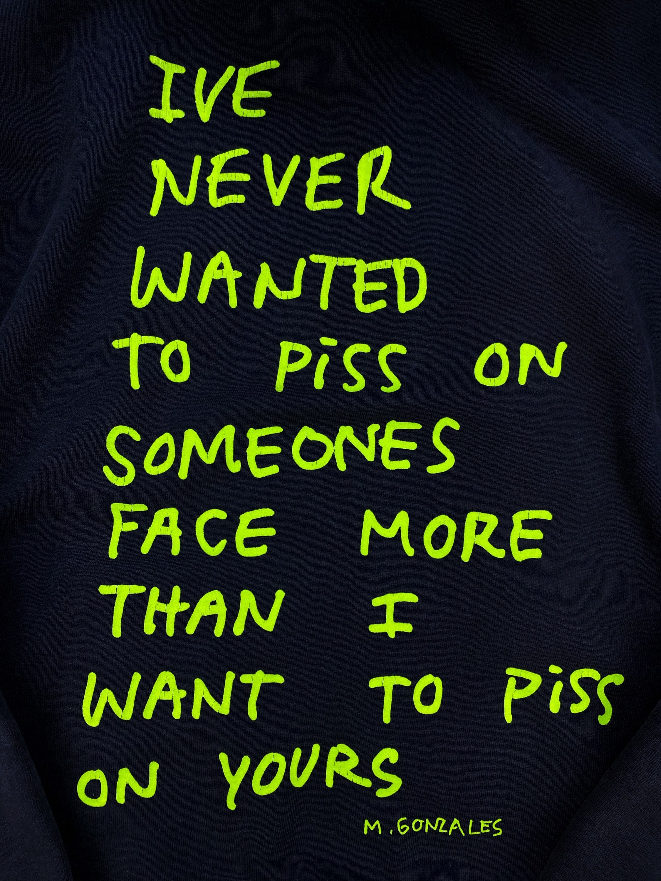 FW13 Supreme x Gonz ‘Piss Face’ Slogan Navy Zip-up Hoodie