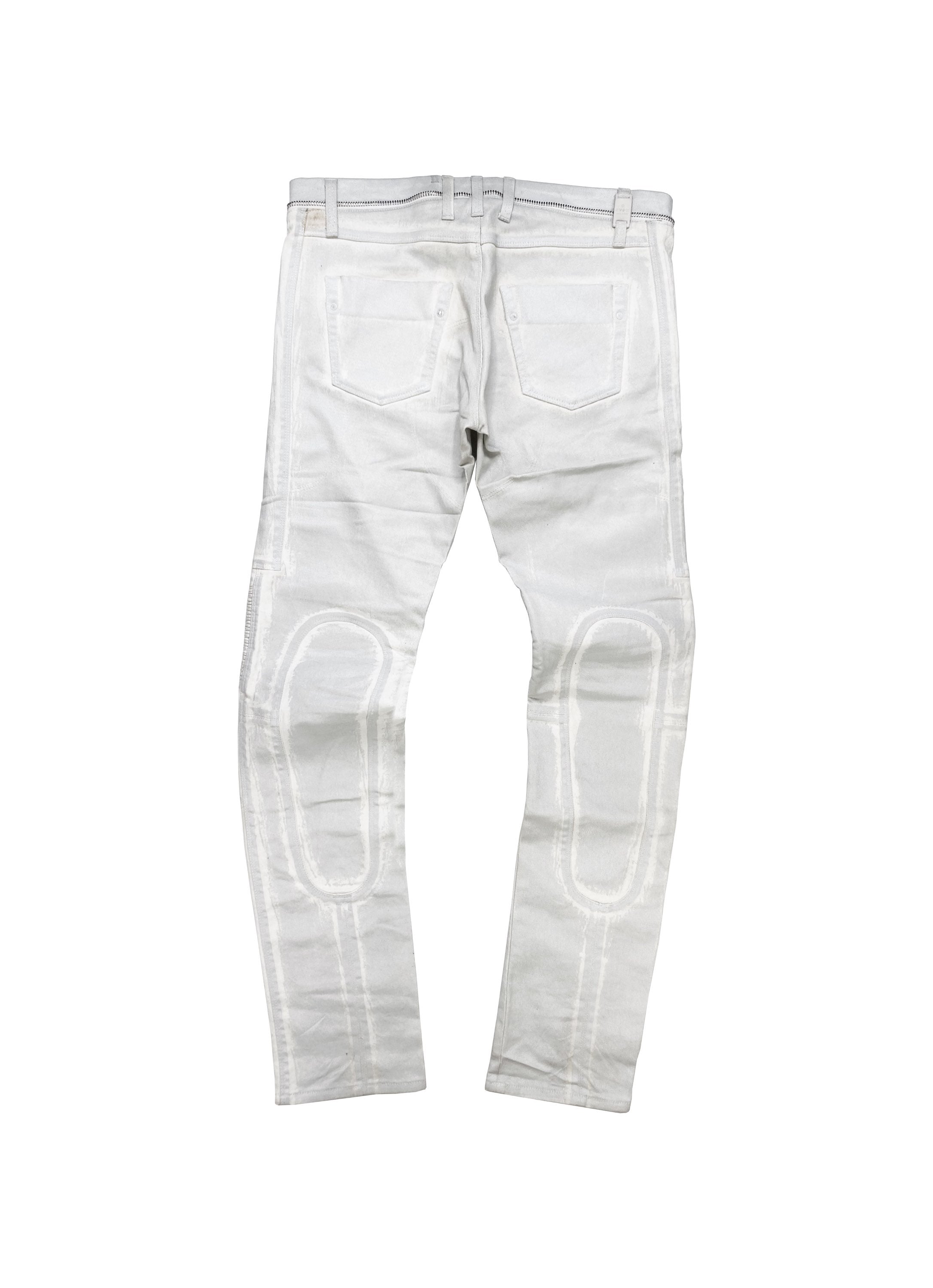 00’s Gucci by Tom Ford Ribbed White Waxed Biker Denim