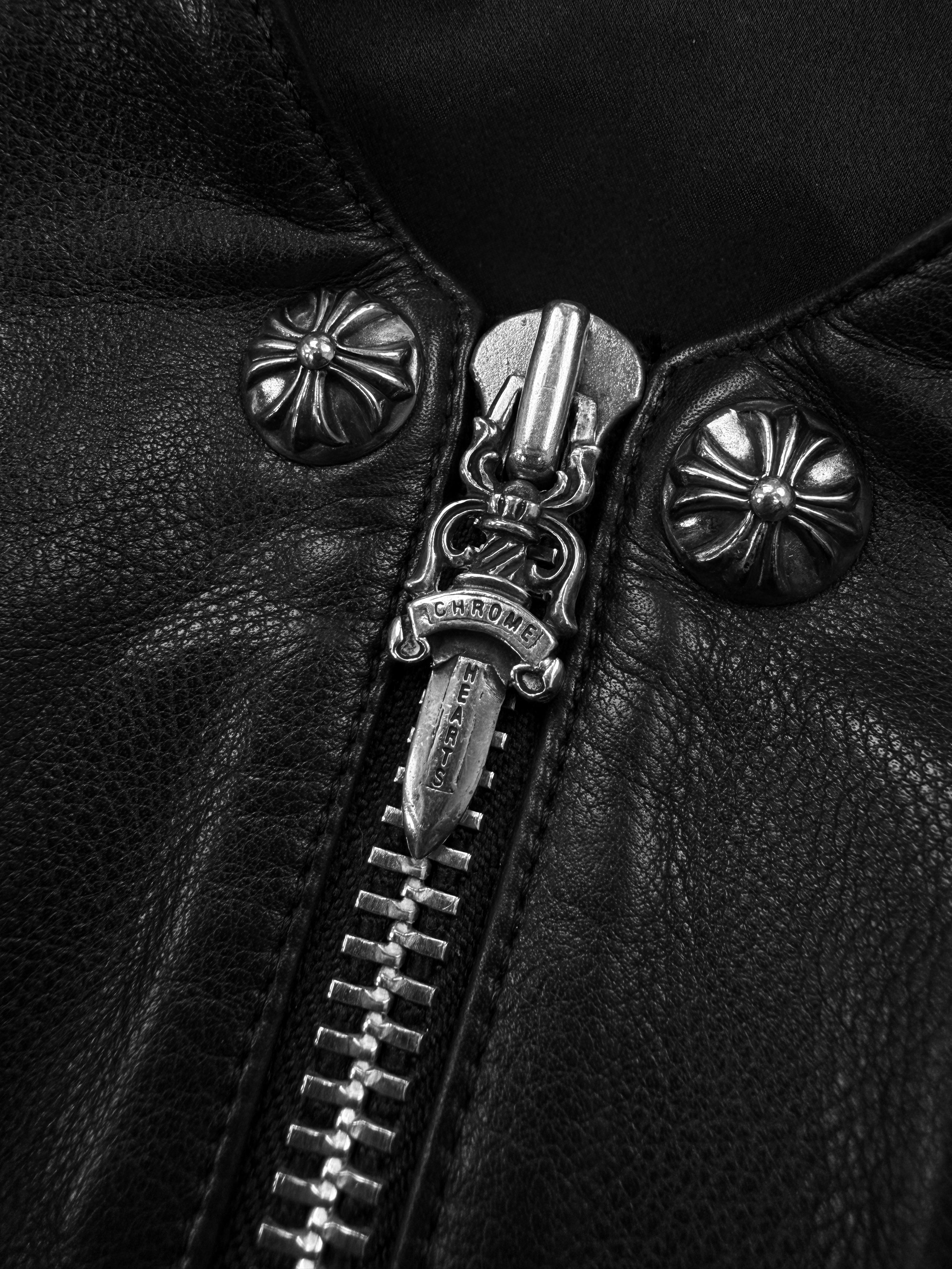 Chrome Hearts ‘Star’ Back Buckle Dagger Zip Leather Patch Vest