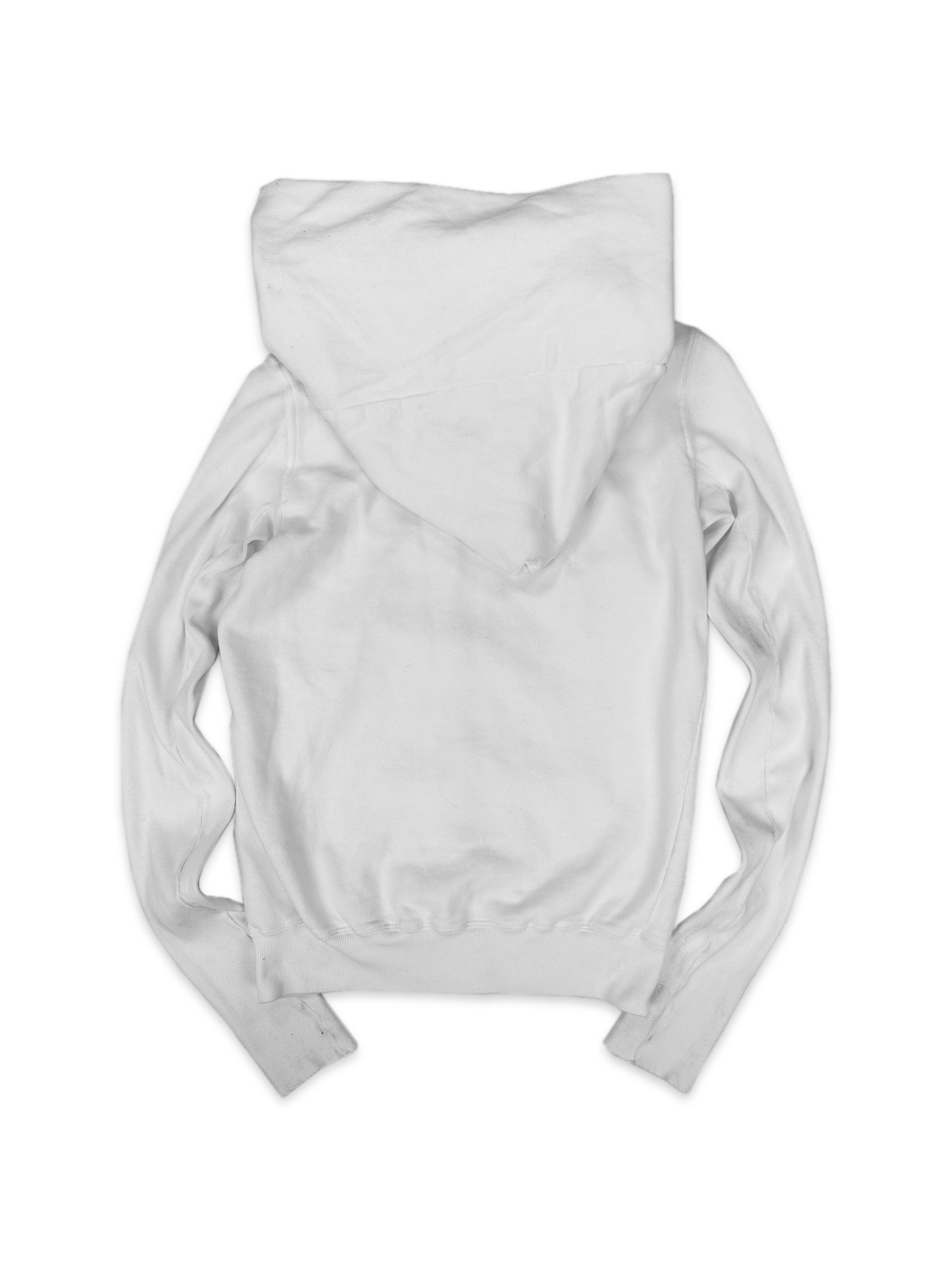 SS18 Rick Owens ‘Mountain’ Asymmetric Zip White Wizard Hoodie