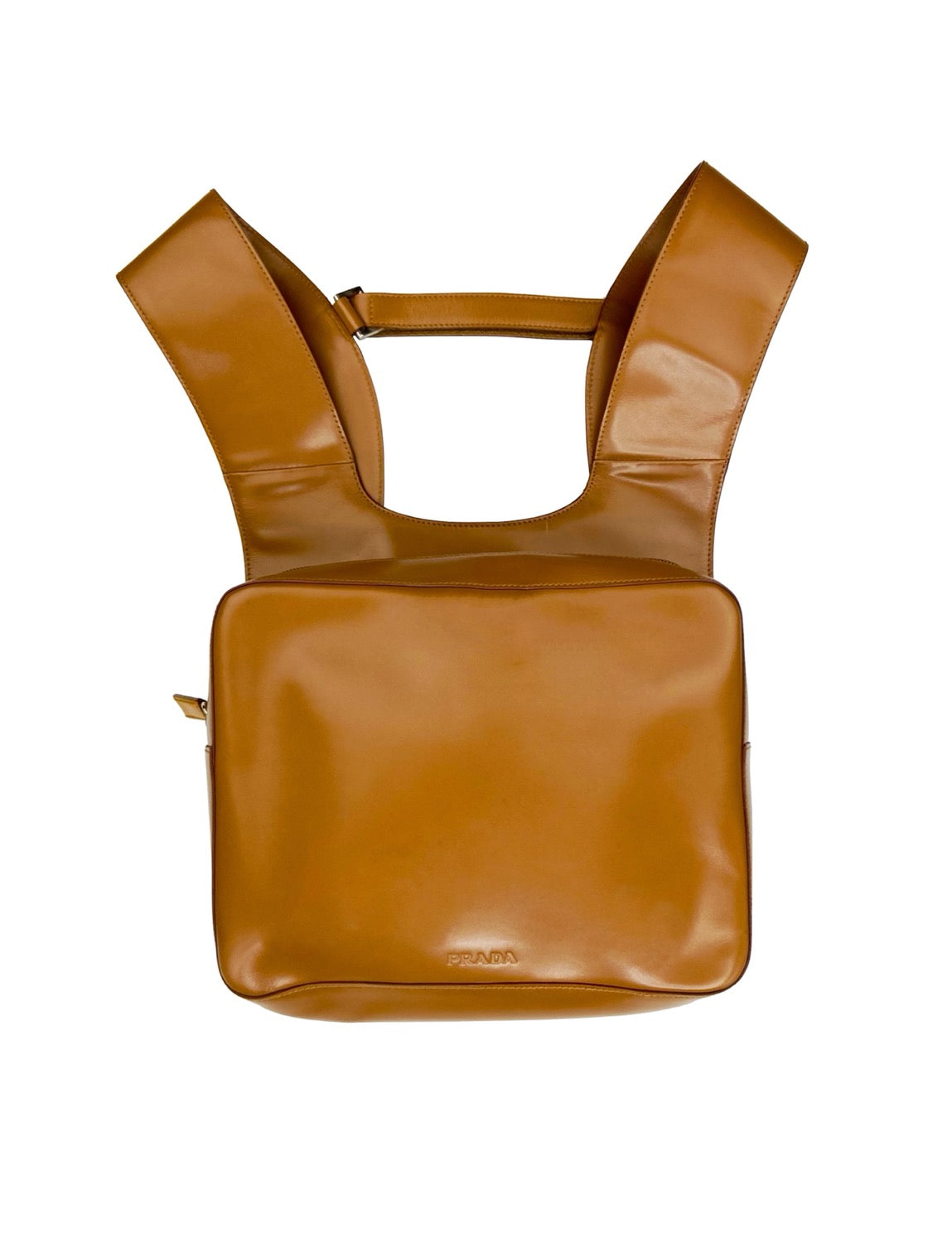 SS99 Prada Caramel Leather Embossed Chest Rig Backpack