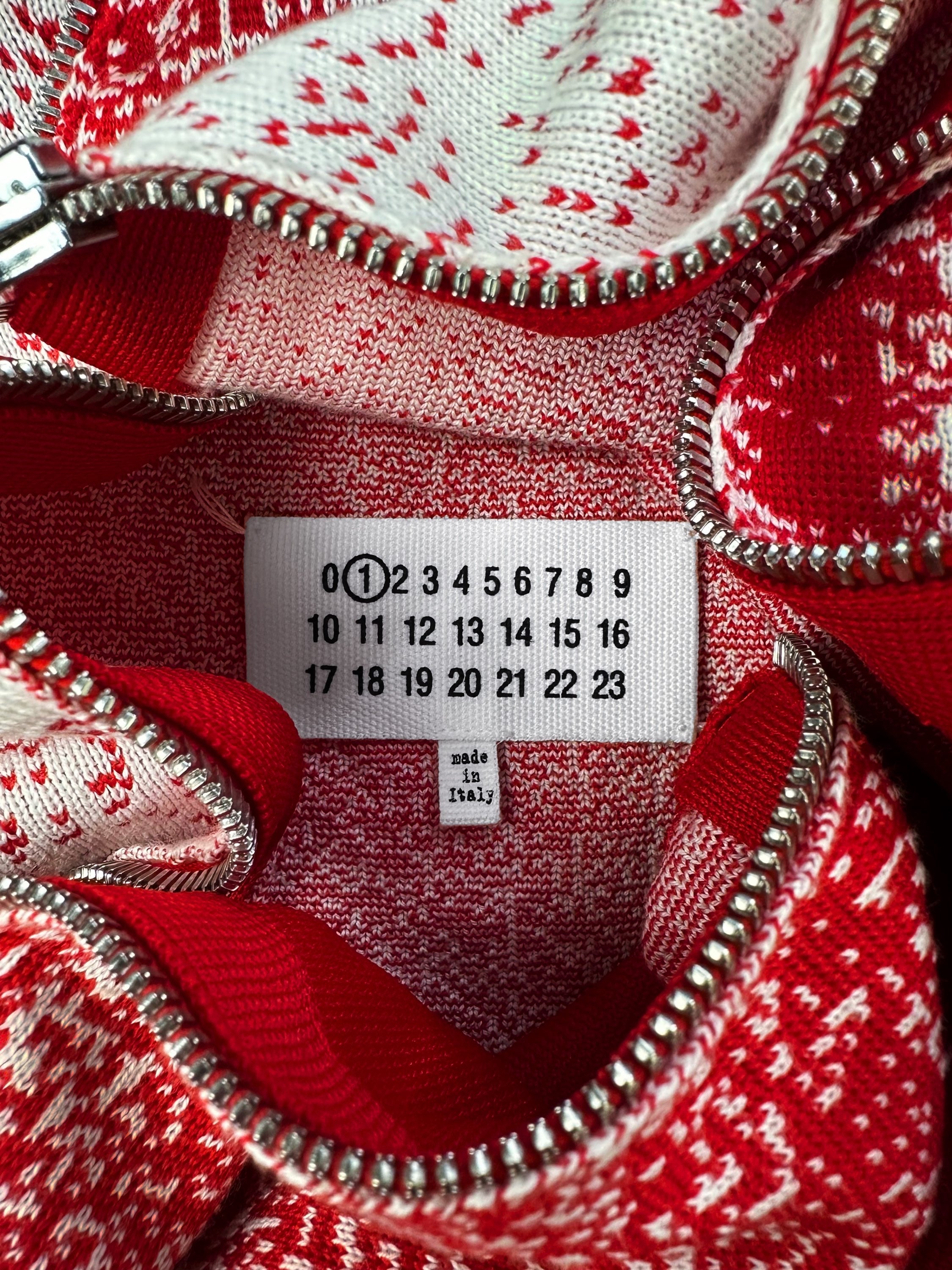 SS17 Maison Margiela ‘Face’ Pointillism Knit Cherry Bomber Jacket