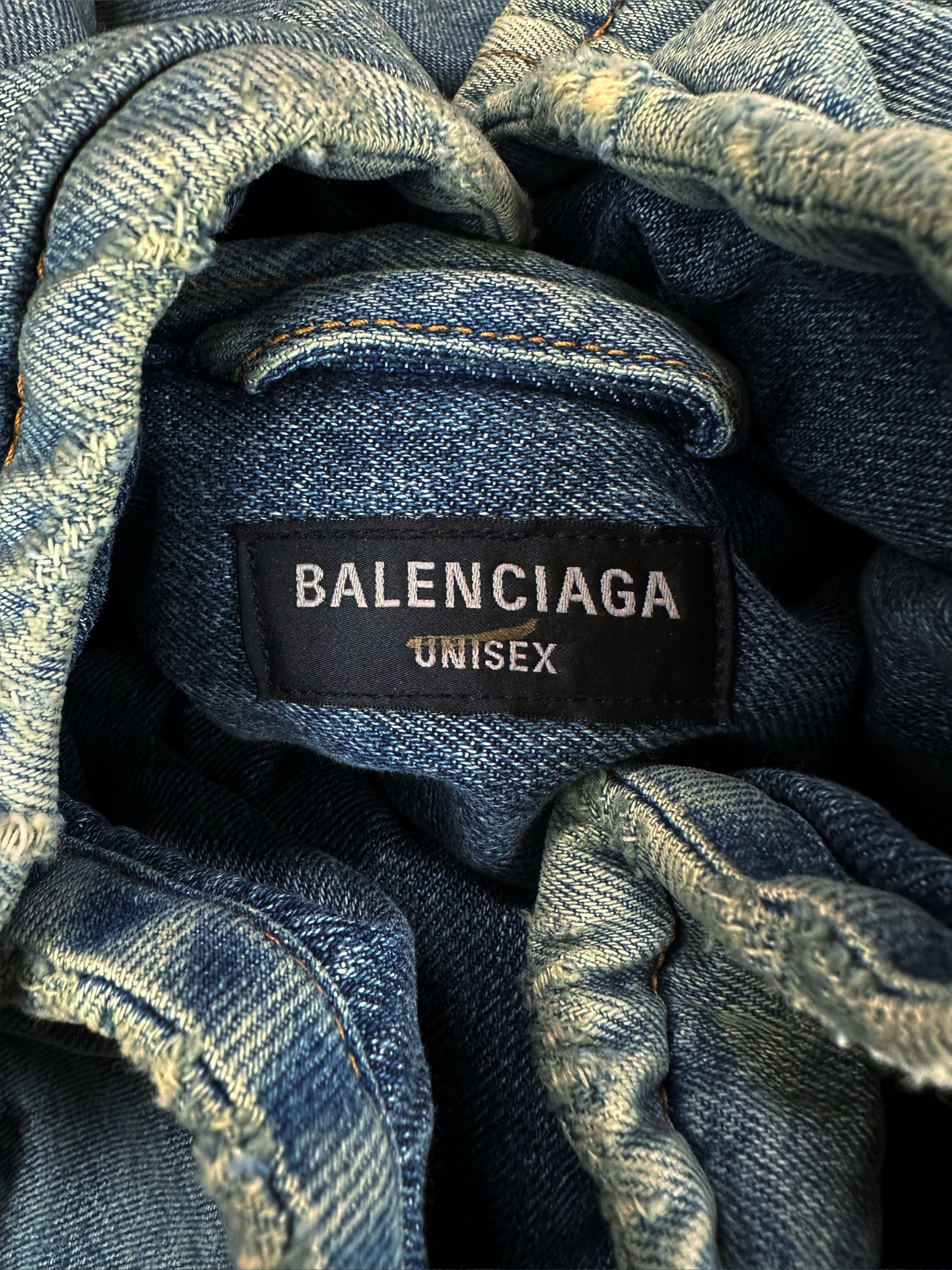 AW22 Balenciaga SAMPLE Padded Logo Oversized Denim Jacket