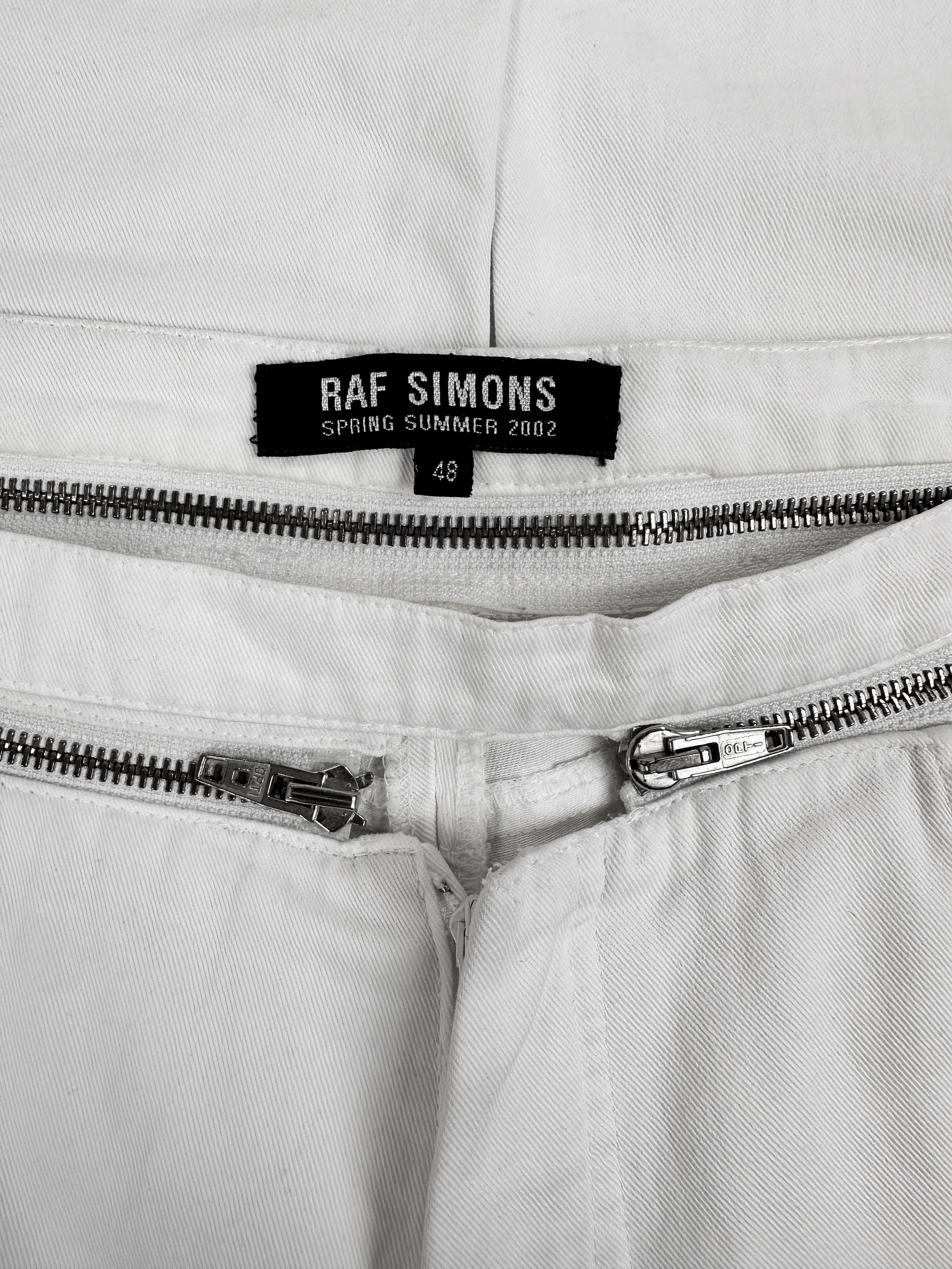 SS02 Raf Simons ‘Kollaps’ Zipper Waistband White Slim Pants
