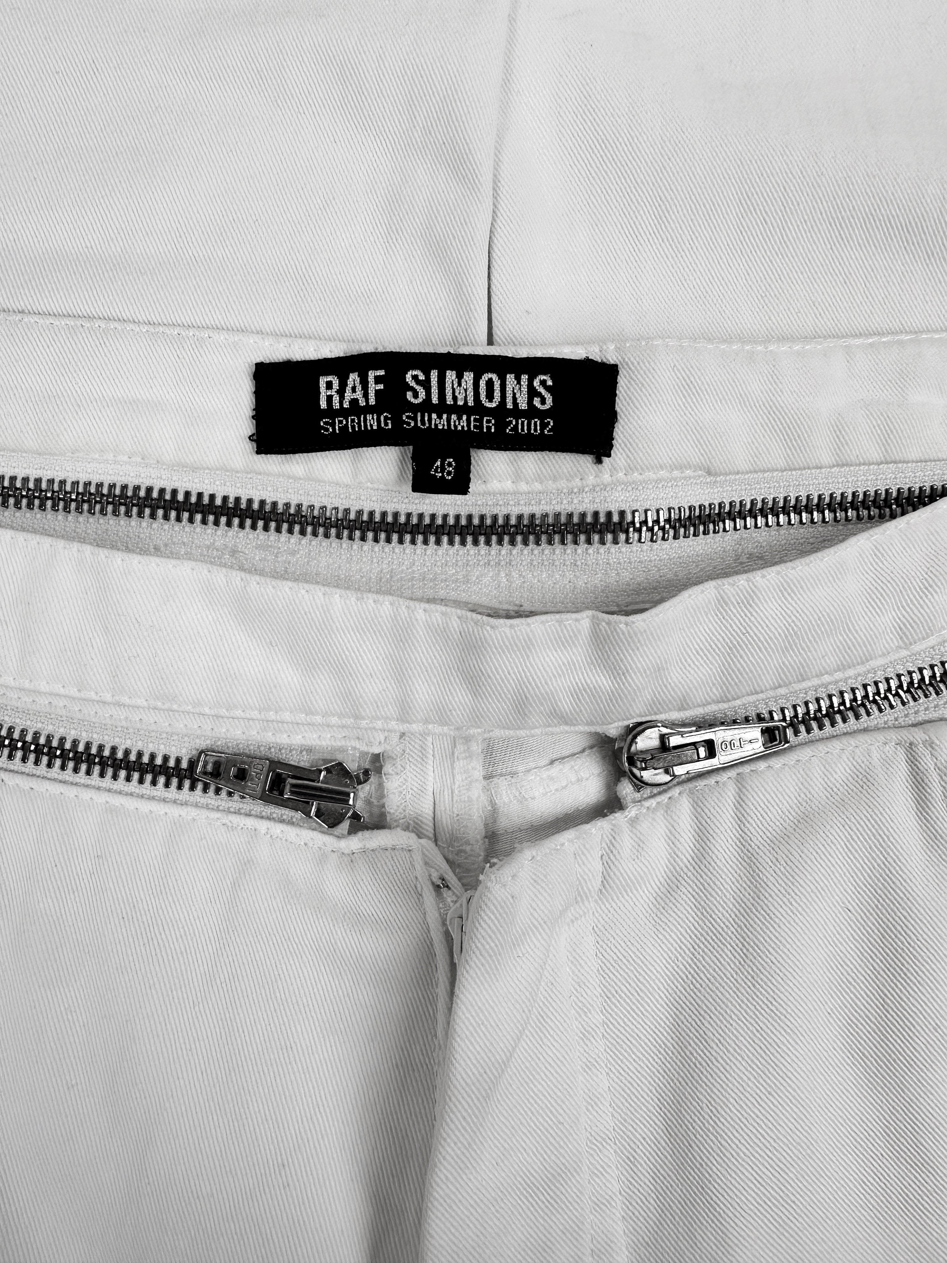 SS02 Raf Simons ‘Kollaps’ Zipper Waistband White Slim Pants