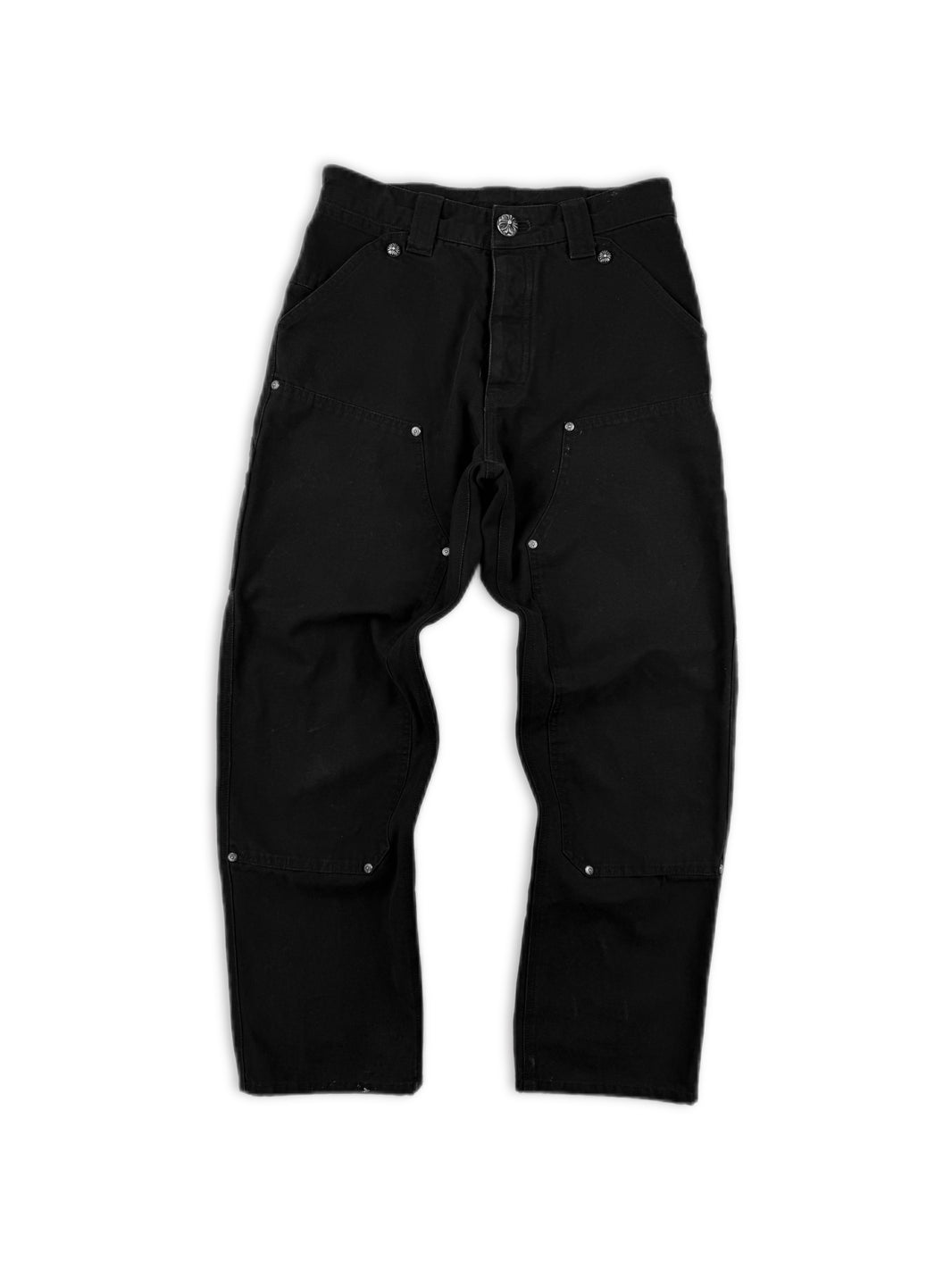 Chrome Hearts Double Knee Carpenter Black .925 Silver Denim Jeans