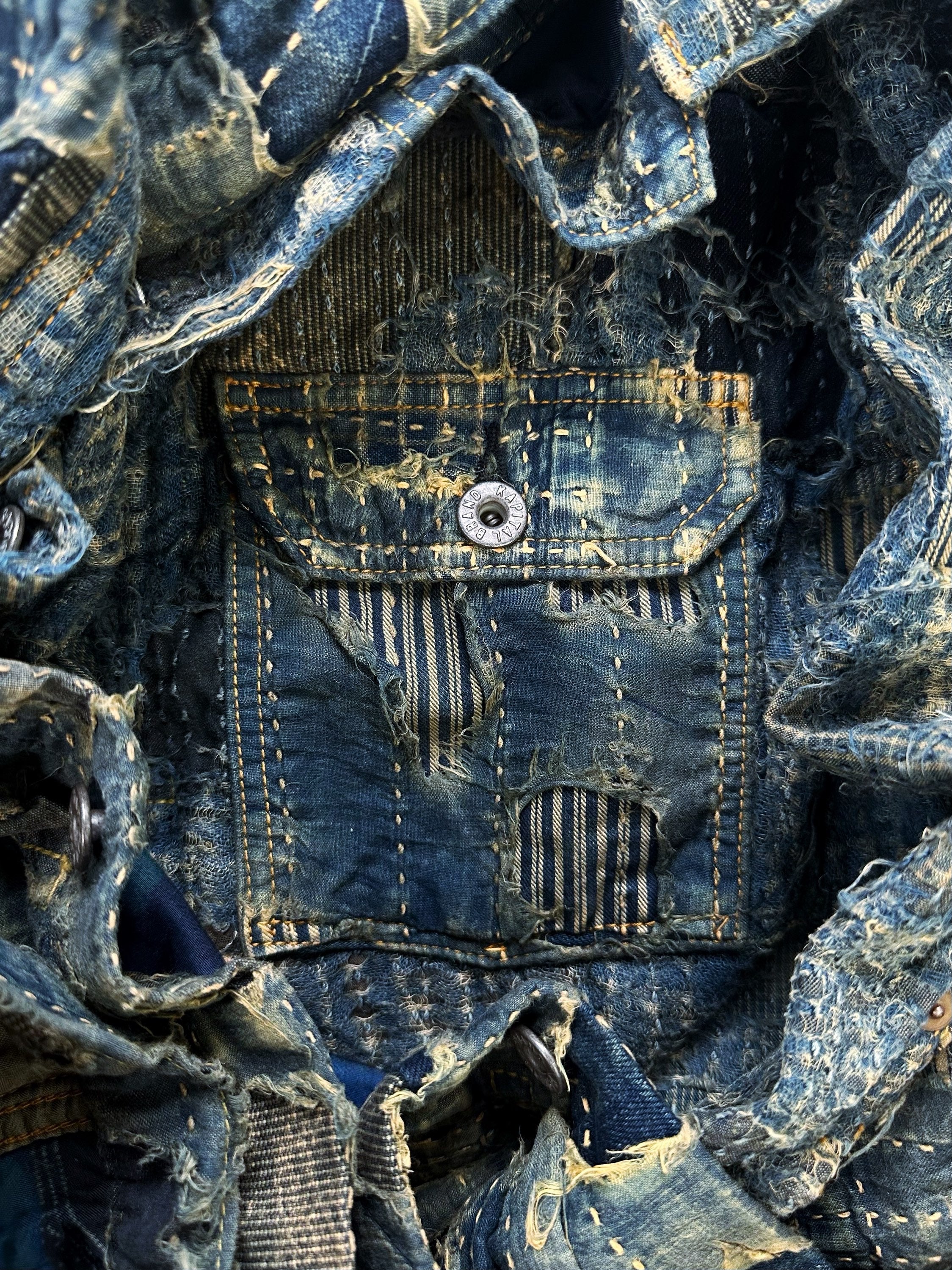 AW24 Kapital ‘Spring 1st’ Boro Stitch Blue Denim Trucker Jacket