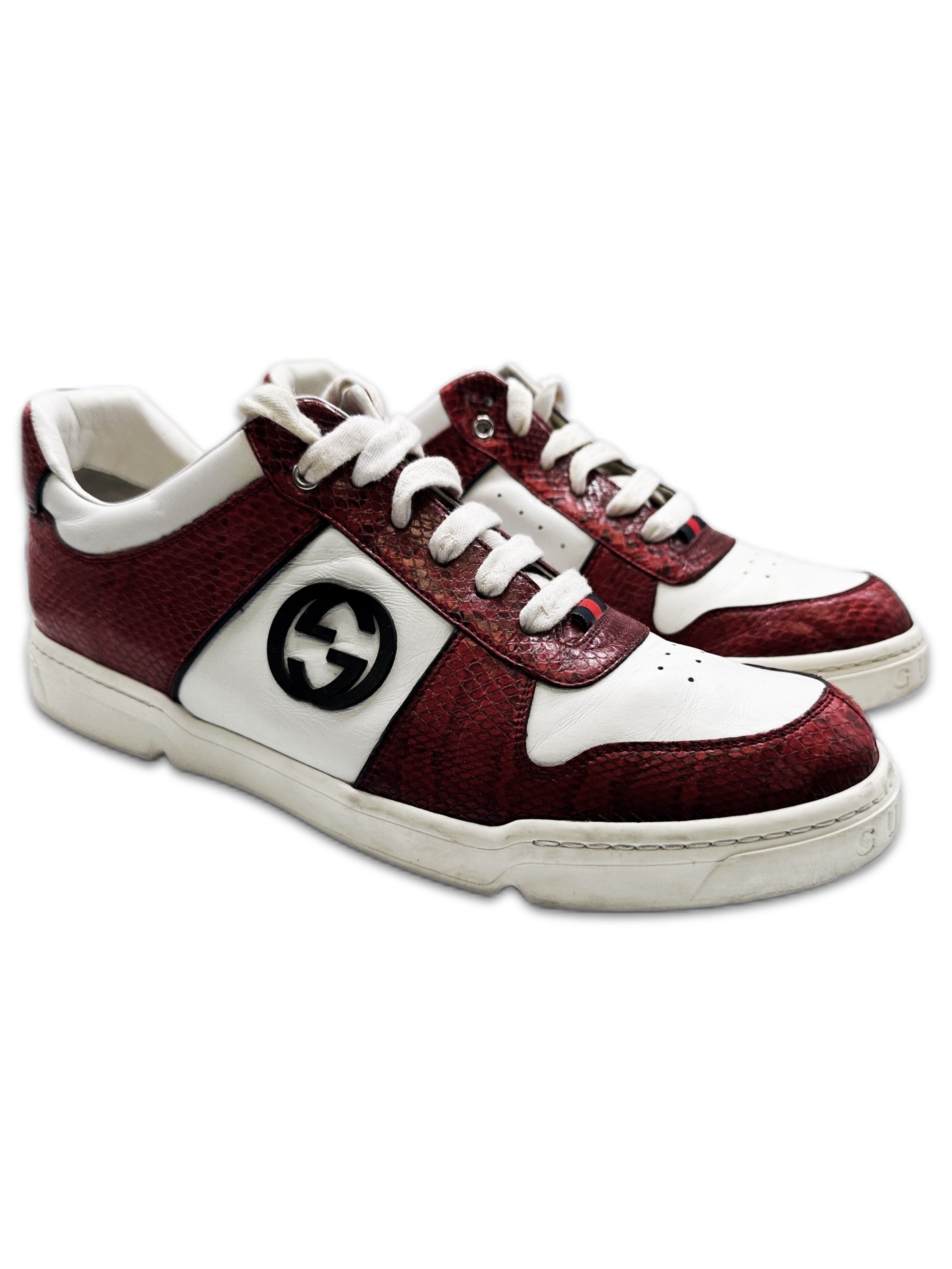 Gucci Red Python Faux Leather GG Monogram Low-top Sneakers