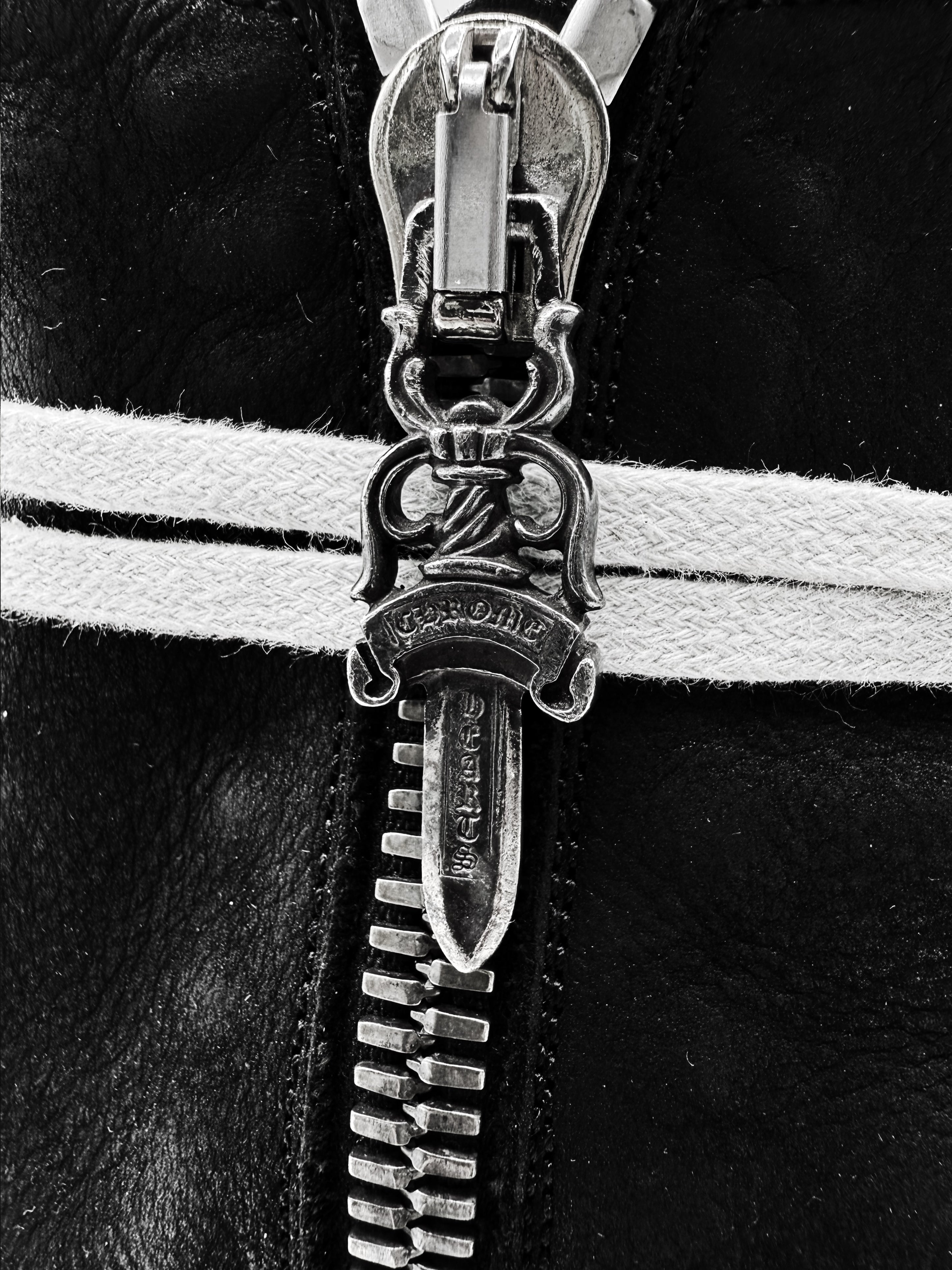 Chrome Hearts x Rick Owens Dagger Zip Black Leather Ramone Sneakers