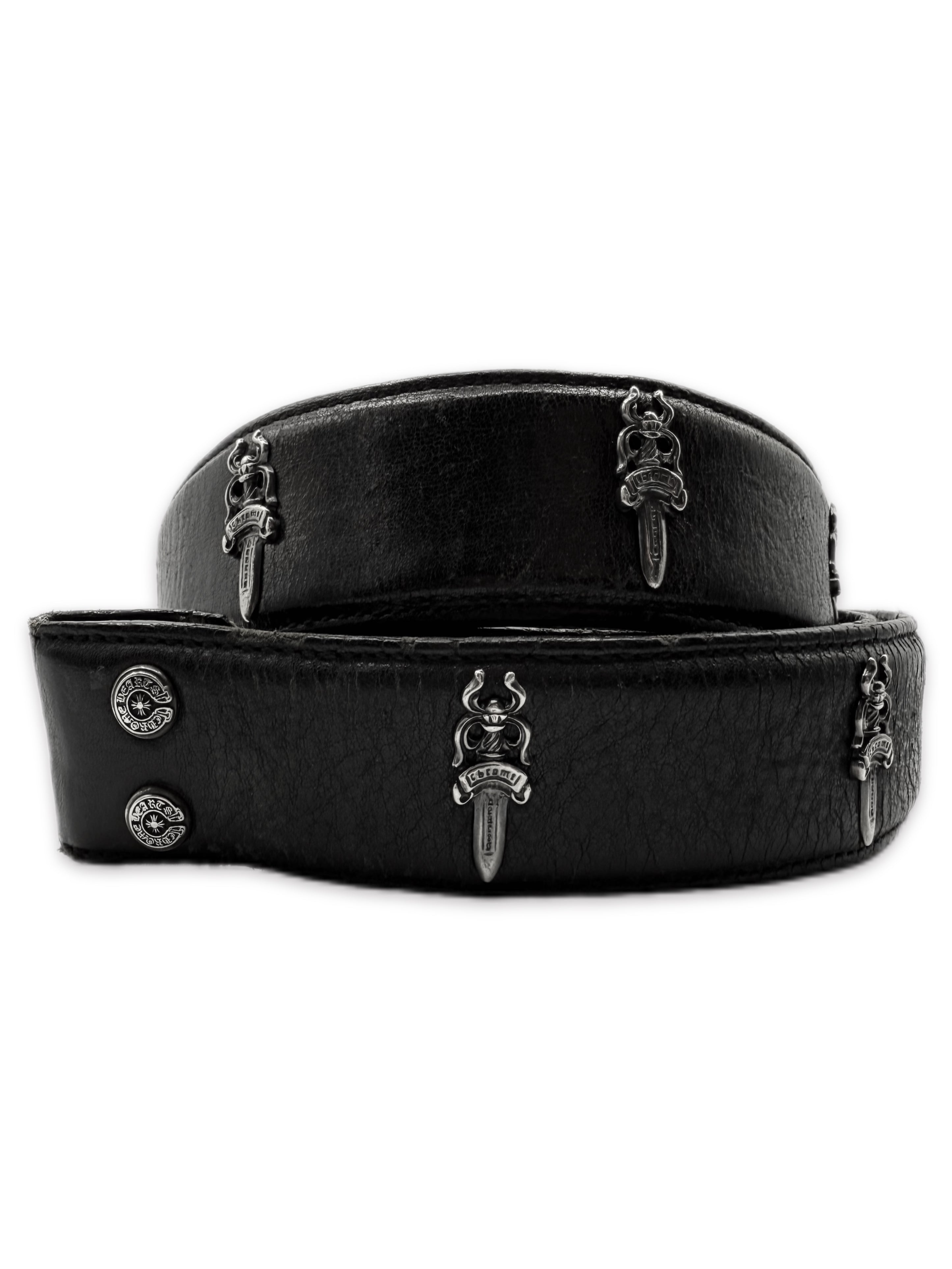 Chrome Hearts Loaded Dagger .925 Silver Leather Belt Strap