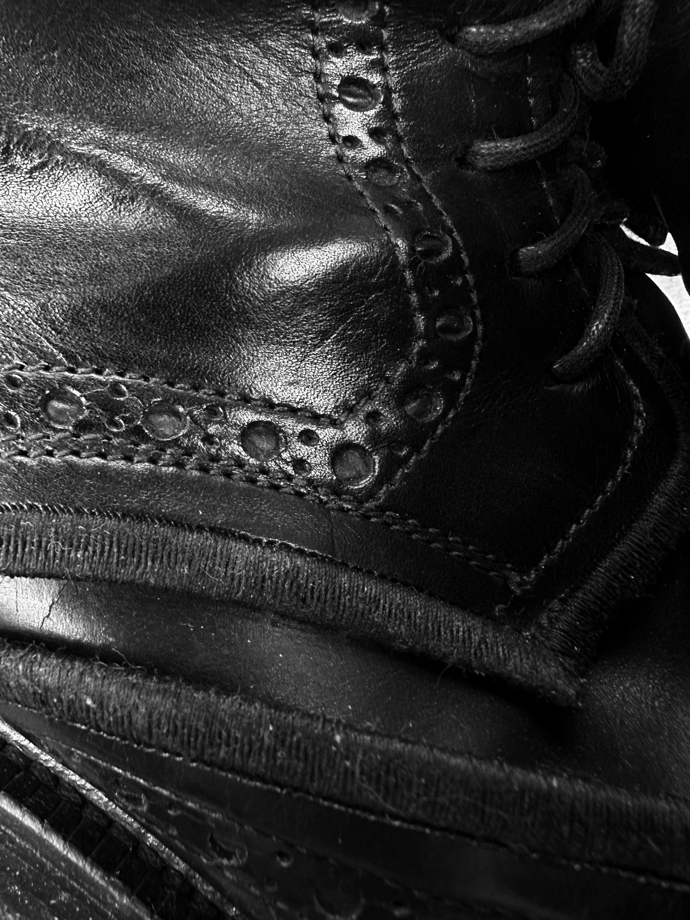 SS12 Dior Black Leather Mid Height Brogue Boots