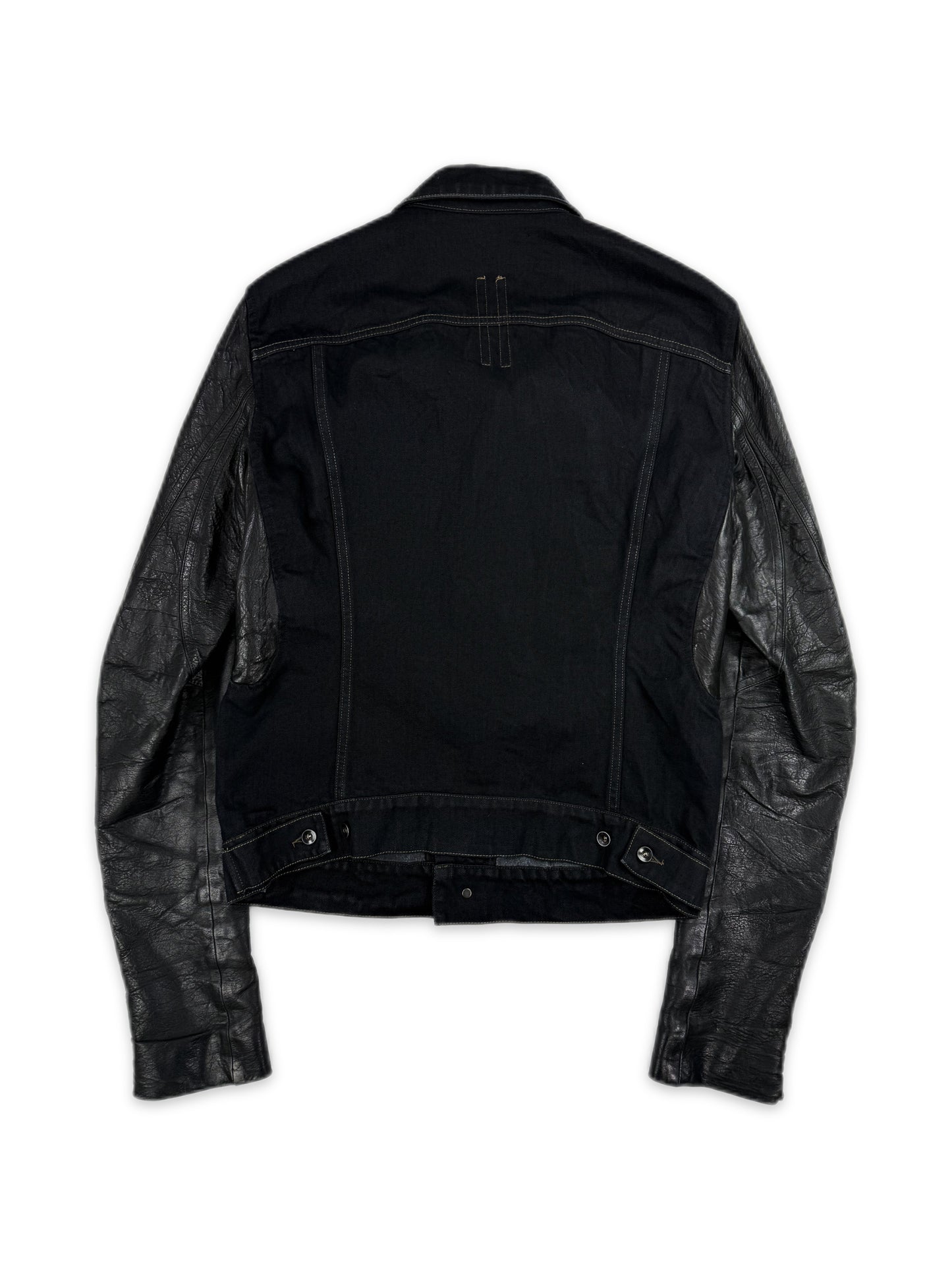 AW09 Rick Owens DRKSHDW ‘Crust’ O&M Calf Skin Sleeve Denim Jacket