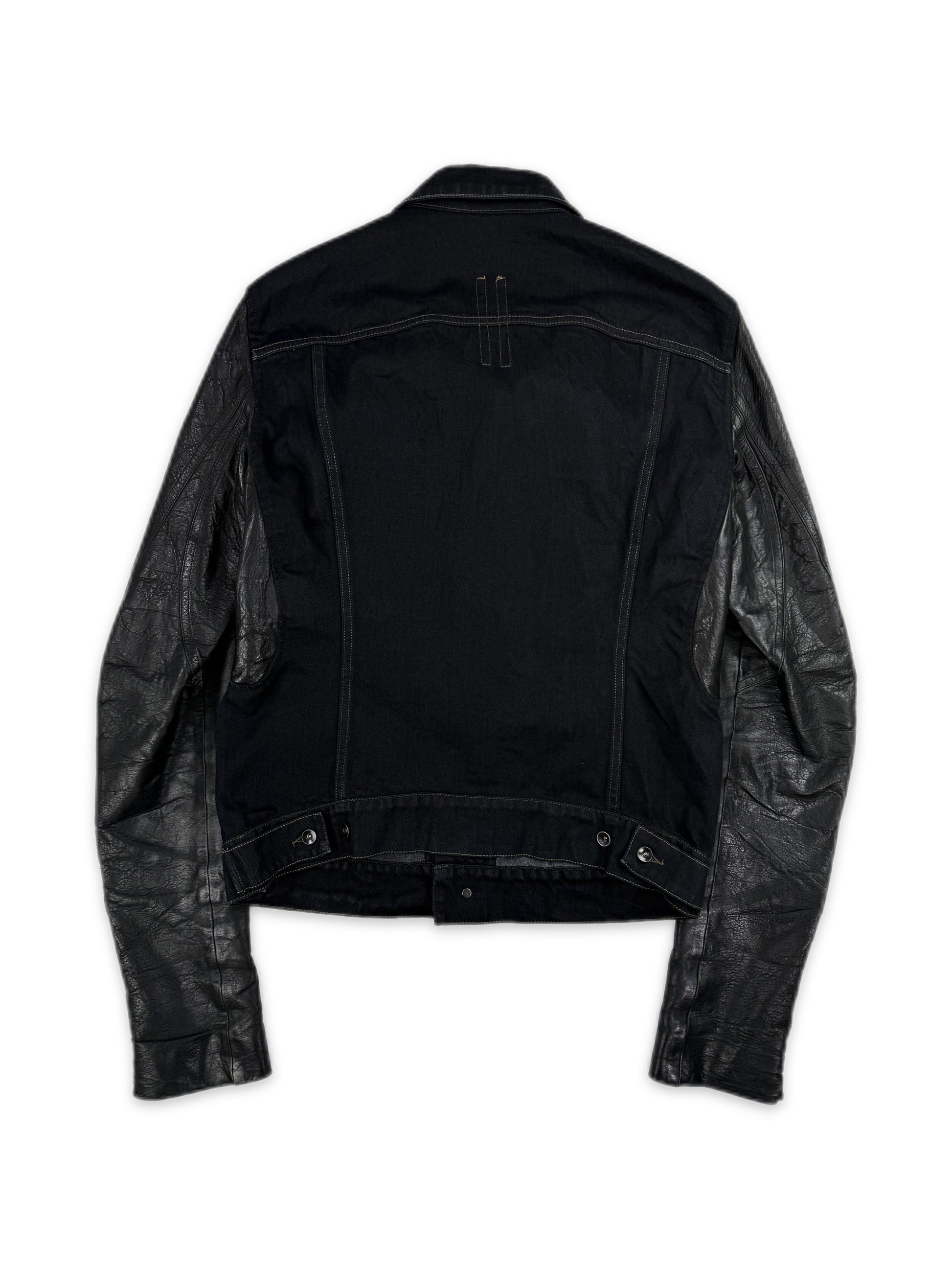 AW09 Rick Owens DRKSHDW ‘Crust’ O&amp;M Calf Skin Sleeve Denim Jacket