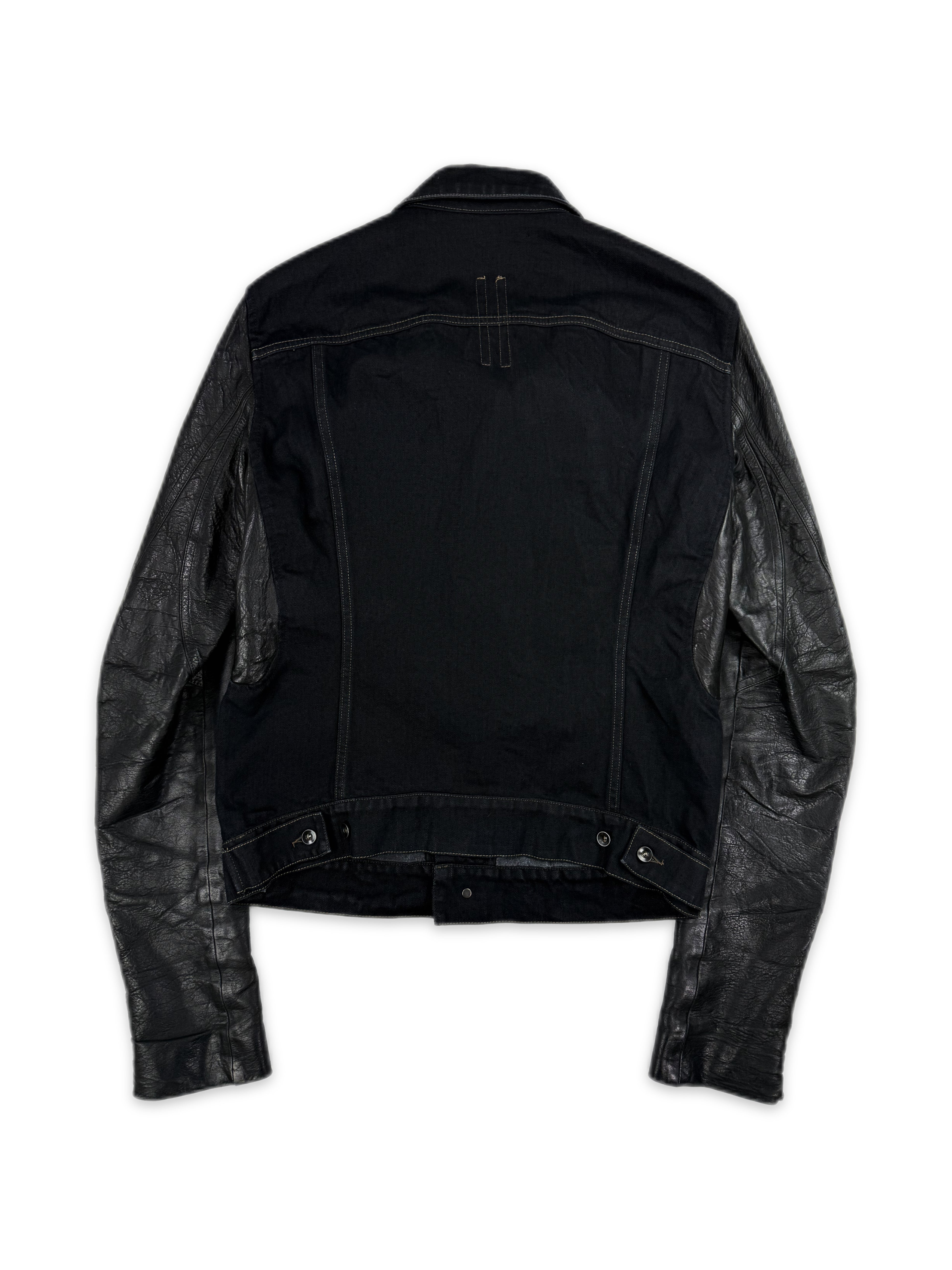 AW09 Rick Owens DRKSHDW ‘Crust’ O&amp;M Calf Skin Sleeve Denim Jacket