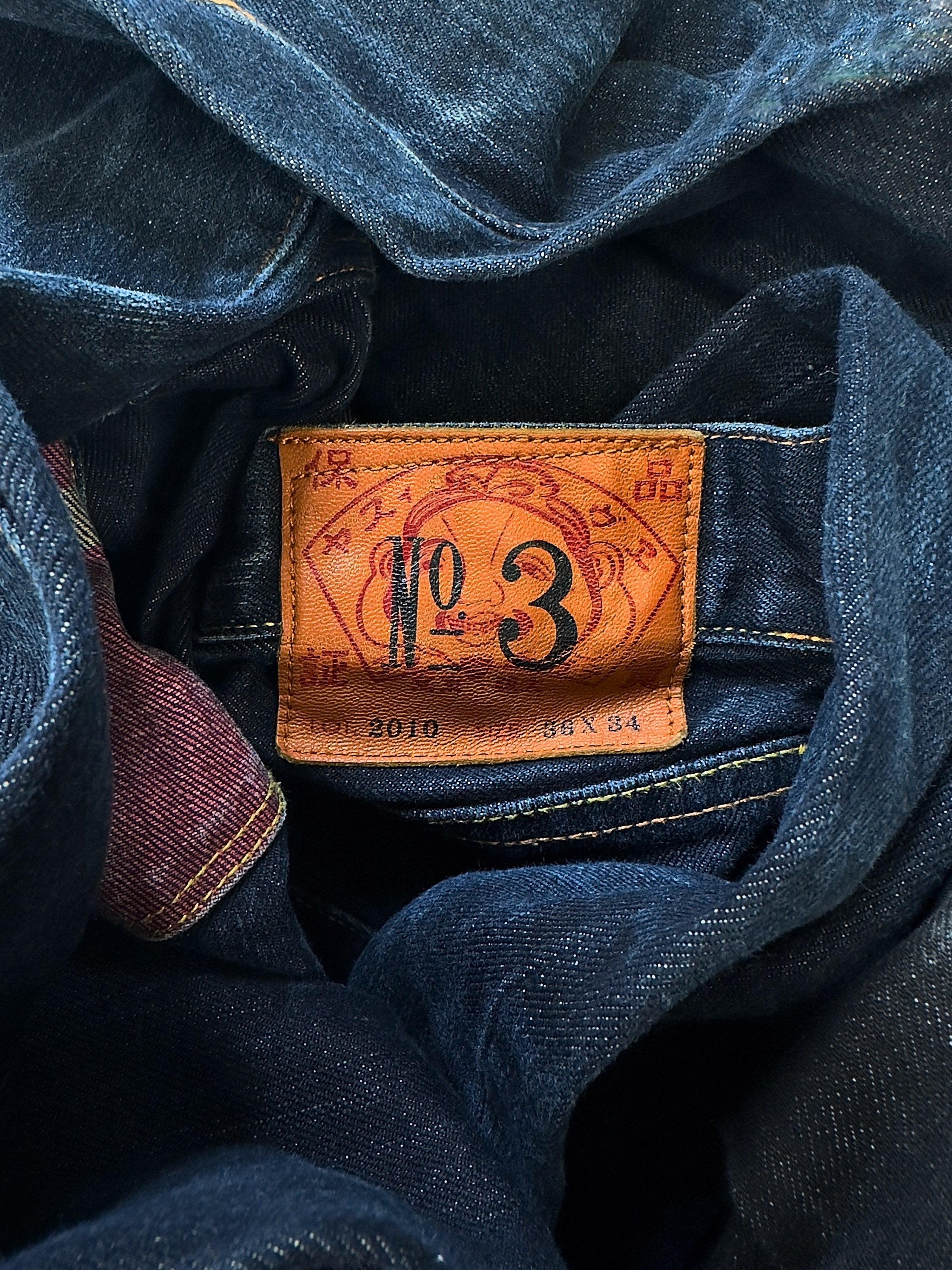 00s Evisu No.3 ‘Seagull’ Logo Hand Painted Wide Cut Denim