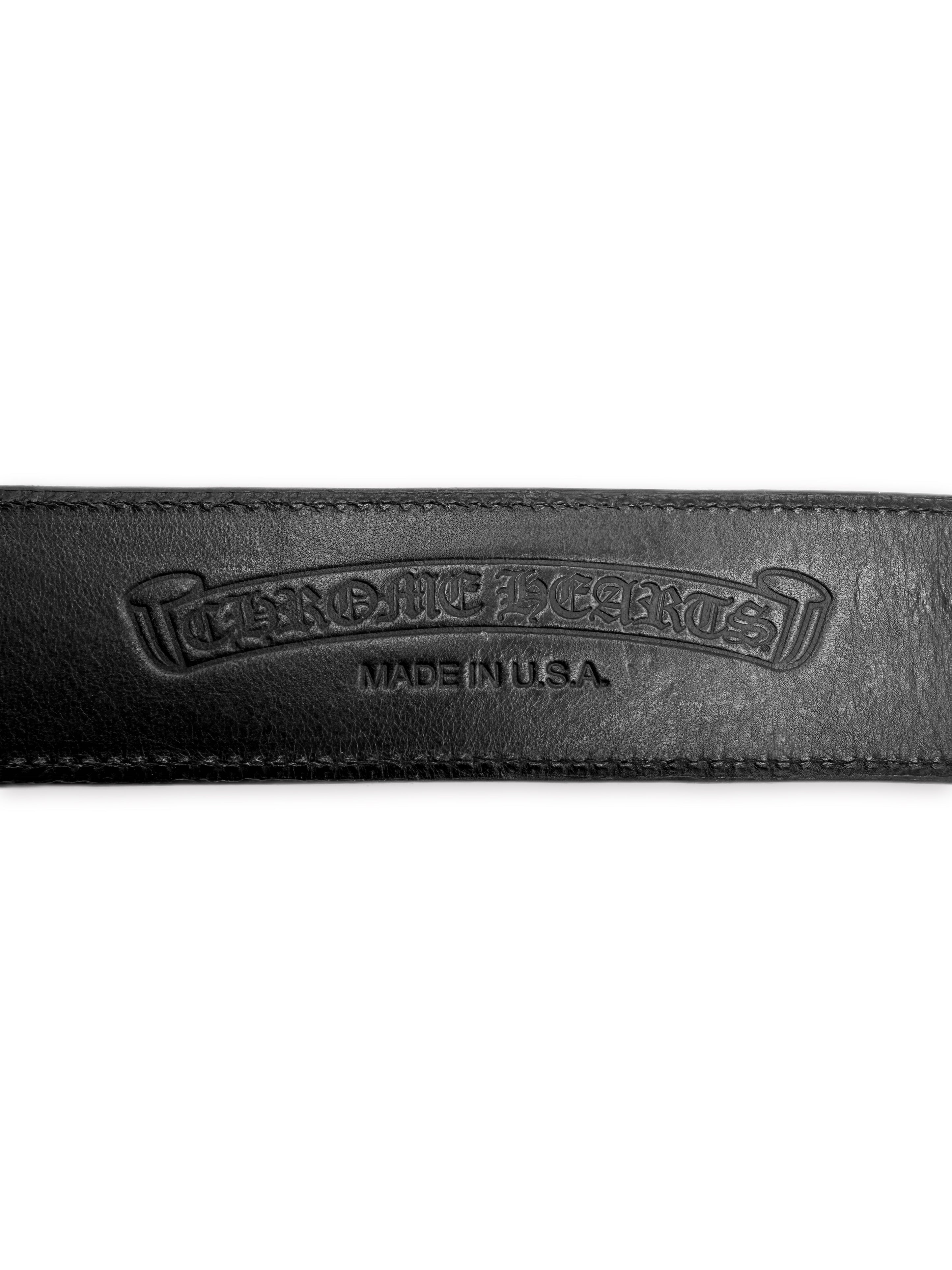 Chrome Hearts Sky Blue Leather Rhodium Belt Strap