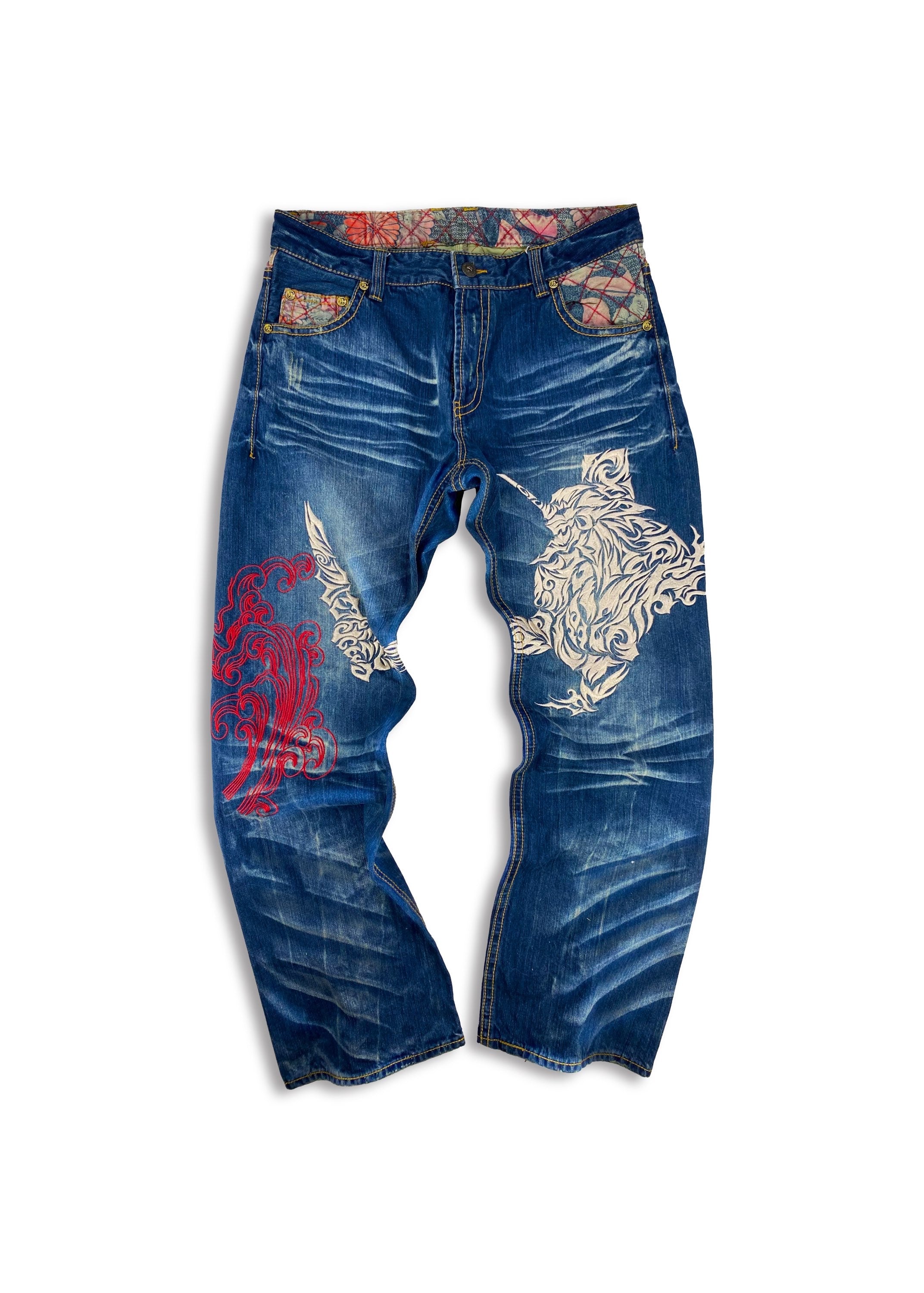 00s Evangelion x Nishiki ‘Neon Genesis’ Embroidered Wide Cut Denim