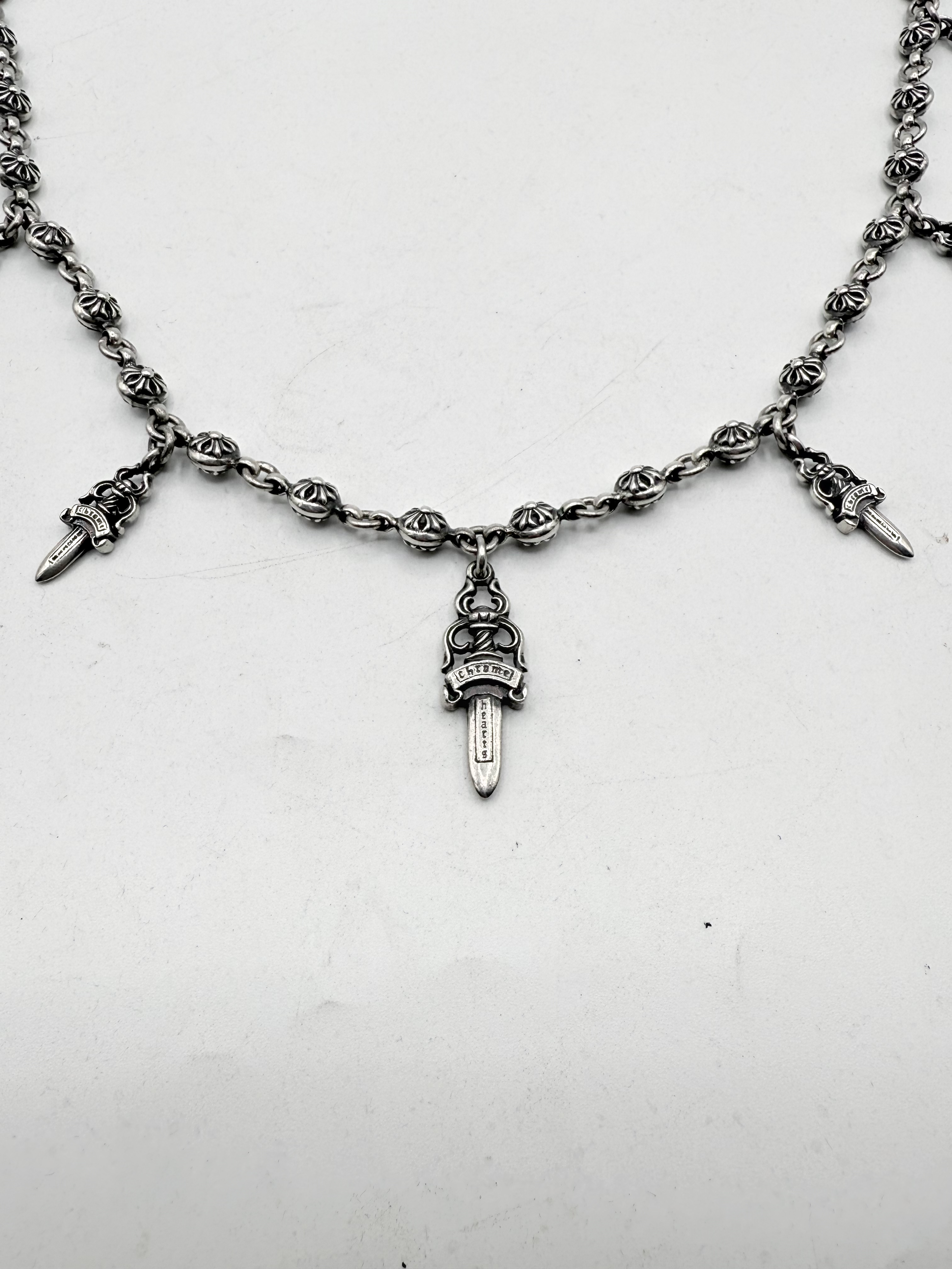 Chrome Hearts 28 in Dagger Pendant Cross Ball Wallet Chain
